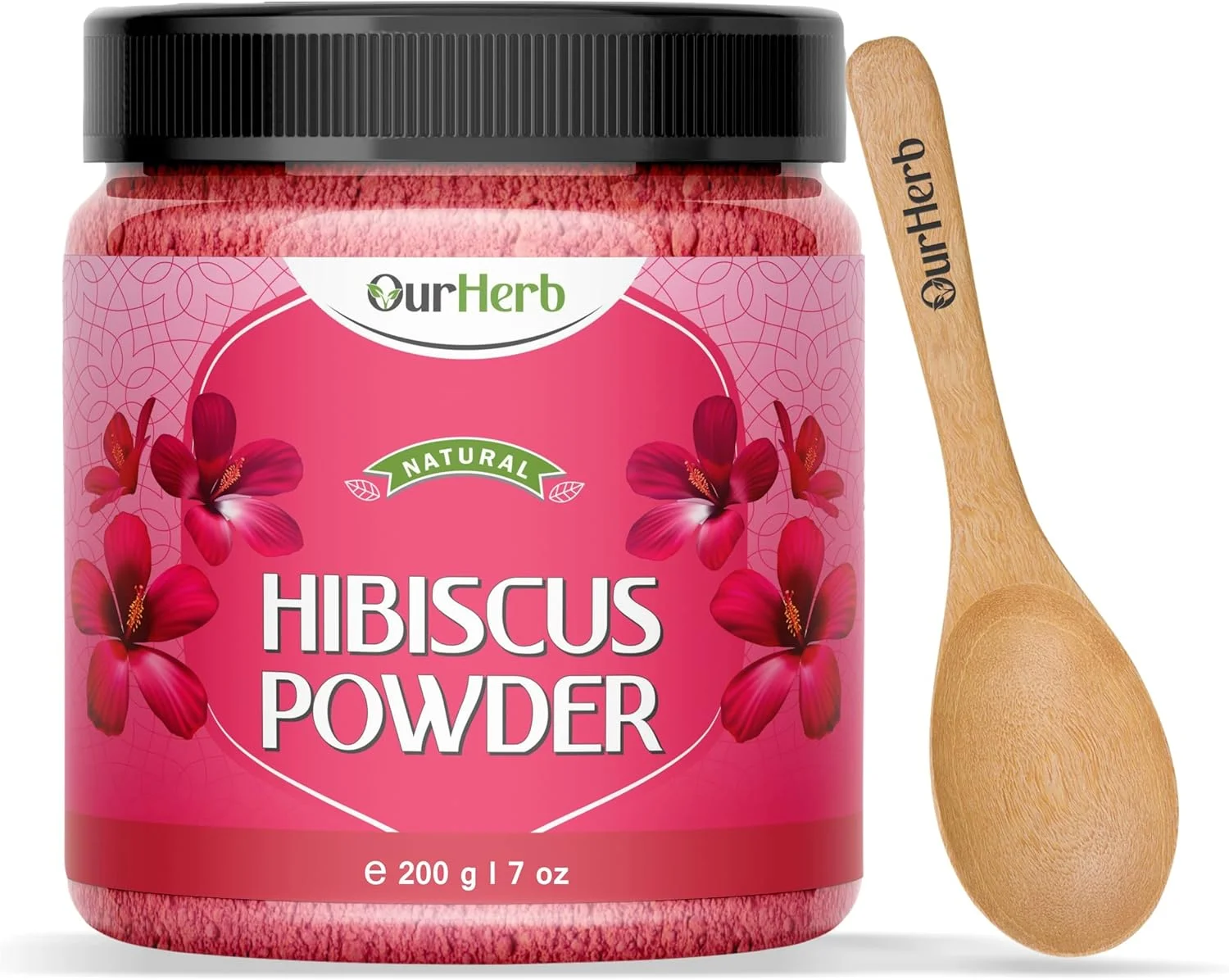 پودر گل ختمی ارگانیک OurHerb ✅ برای ماسک صورت و مو، مراقبت طبیعی و خالص از مو و پوست با گل ختمی چینی، پودر گل گودال برای موهای کدر و پوست سر خشک - 200 گرم