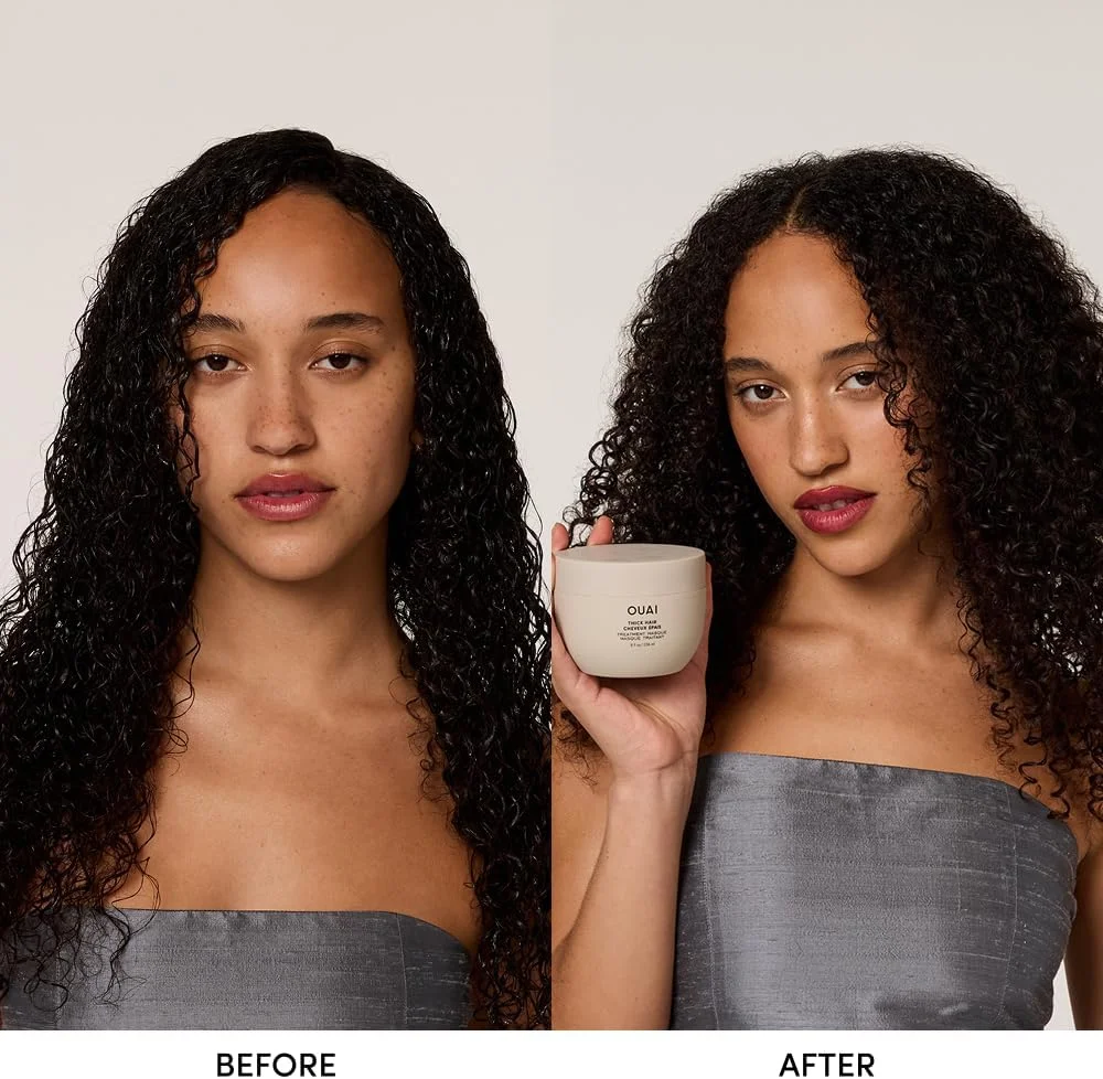 ماسک موی ضخیم OUAI - ماسک درمانی حاوی روغن بادام، روغن زیتون و کراتین هیدرولیز شده برای ترمیم موهای آسیب دیده - ماسک بدون فتالات و پارابن (100 میلی لیتر)