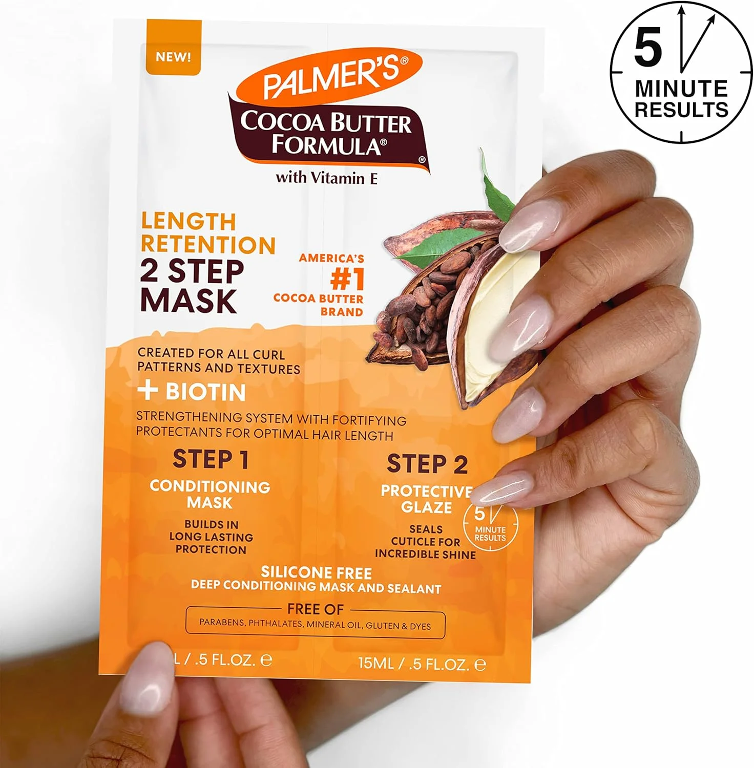 ماسک مو دو مرحله ای کره کاکائو و بیوتین Palmer's برای حفظ طول مو، 30 میلی لیتر
