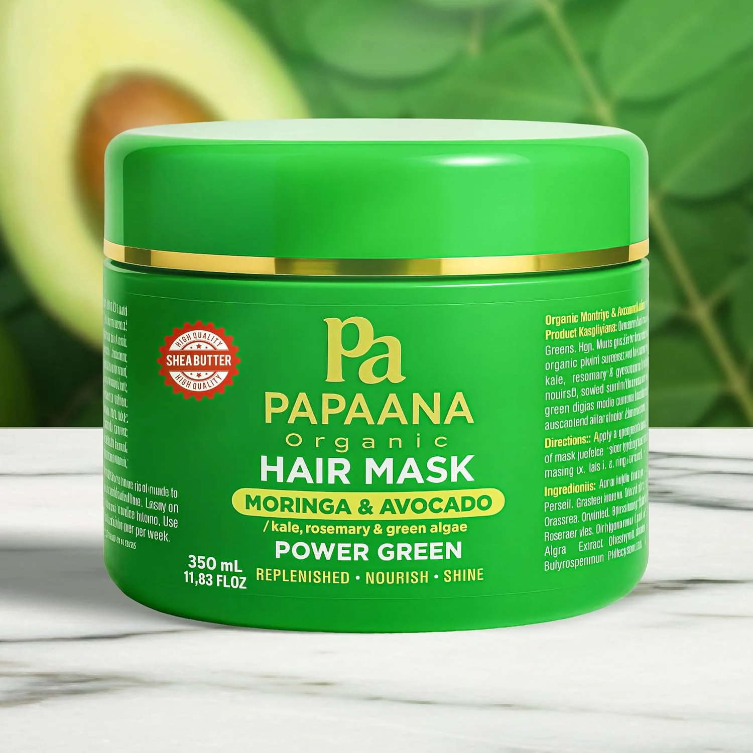 ماسک موی ارگانیک پاپائانا، مورینگا و آووکادو با شی باتر، 350 میلی لیتر ماسک موی ارگانیک پاپائانا، مورینگا و آووکادو با شی باتر، 350 میلی لیتر