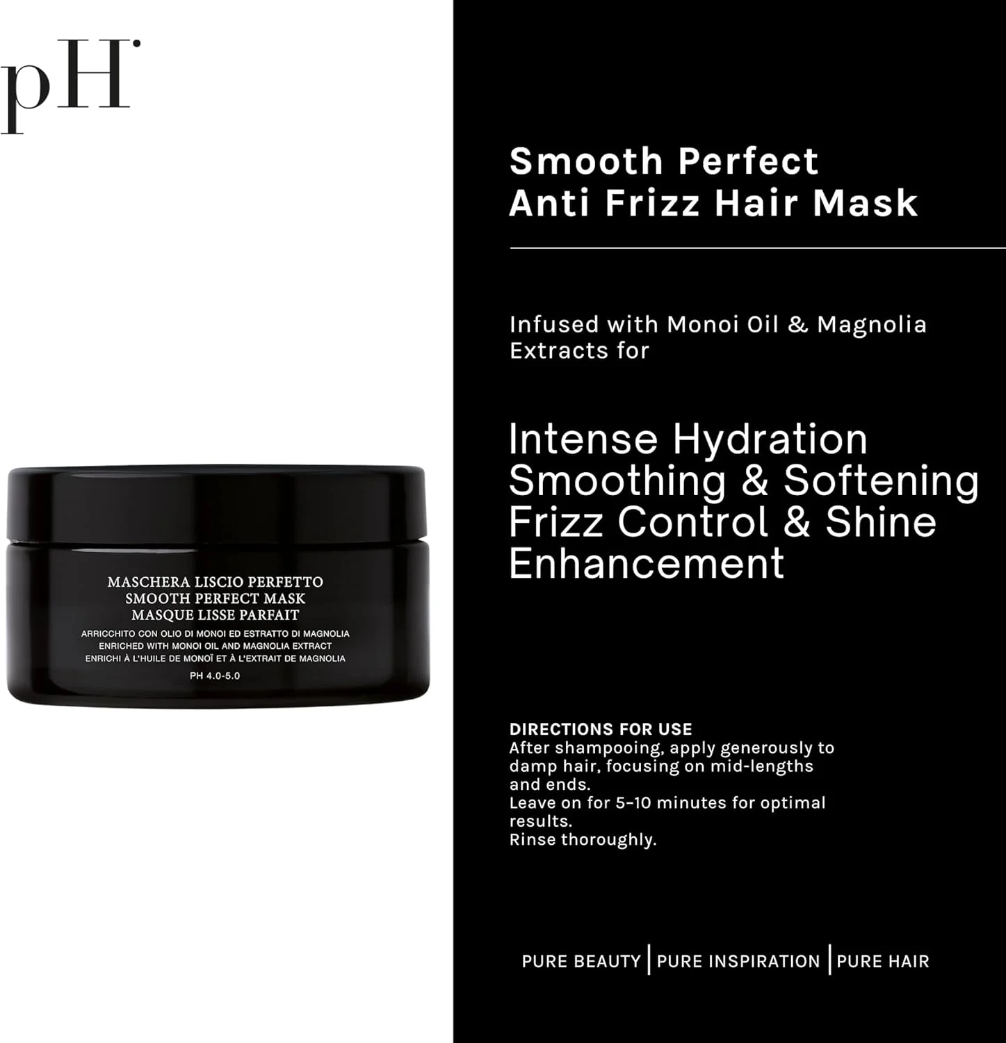 ماسک مو صاف کننده و بی نقص pH PURE HAIR Labs، ماسک فوق العاده صاف کننده برای موهای آسیب دیده، ماسک مرطوب کننده برای وز مو، 200 میلی لیتر