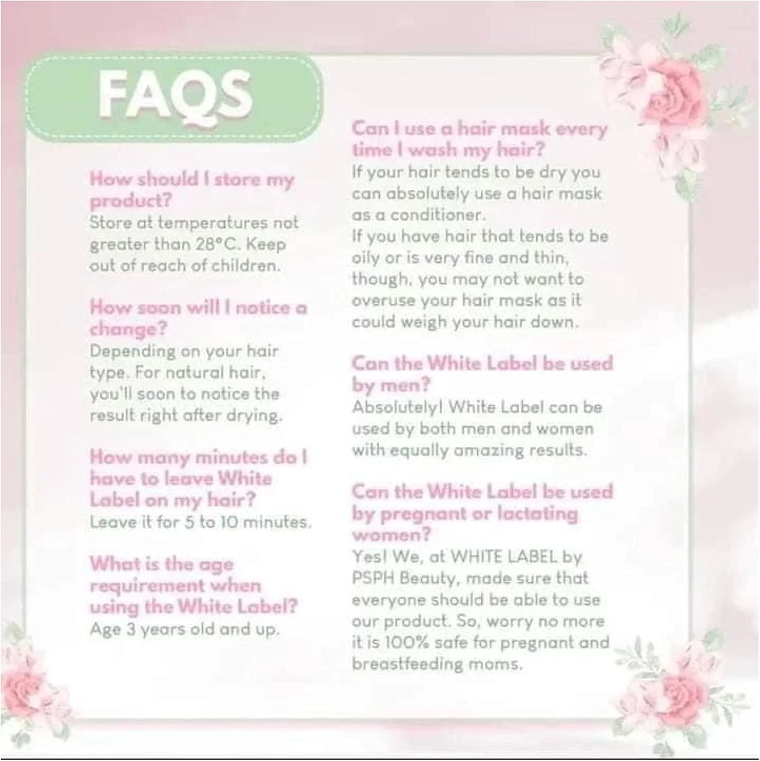 ماسک درمان سم زدای مو وایت لیبل بیوتی PSPH، درمان مو و پوست سر، 250 میلی لیتر