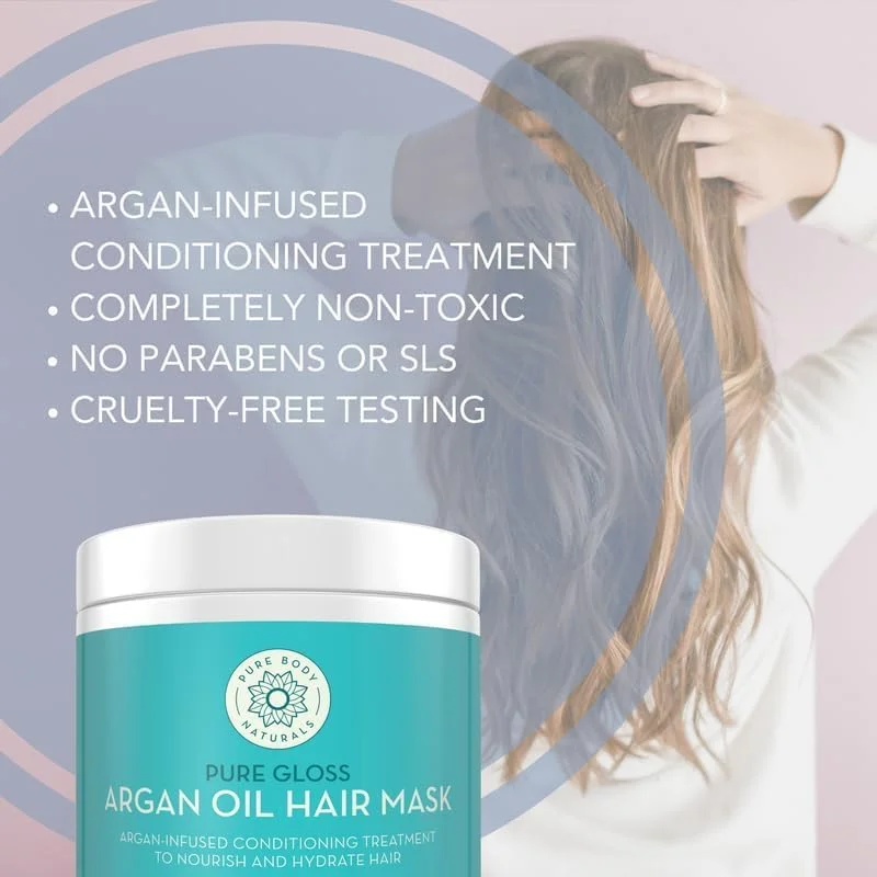 ماسک موی روغن آرگان Pure Body Naturals برای موهای آسیب دیده، درمان و مرطوب کننده عمیق مو، 236 میلی لیتر ماسک موی روغن آرگان Pure Body Naturals برای موهای آسیب دیده، درمان و مرطوب کننده عمیق مو، 236 میلی لیتر