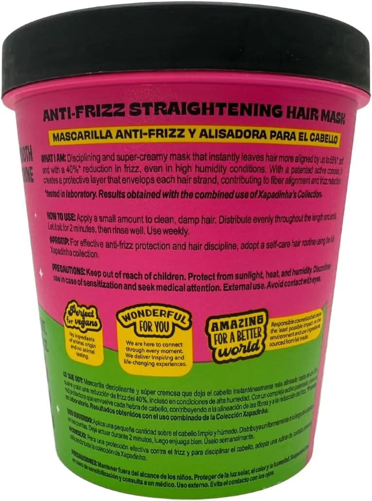 ماسک صاف کننده مو Xapadinha، ۴۵۰ گرم | کنترل وز و هم ترازی فیبر با کمپلکس فعال | مناسب موهای صاف یا تحت درمان شیمیایی