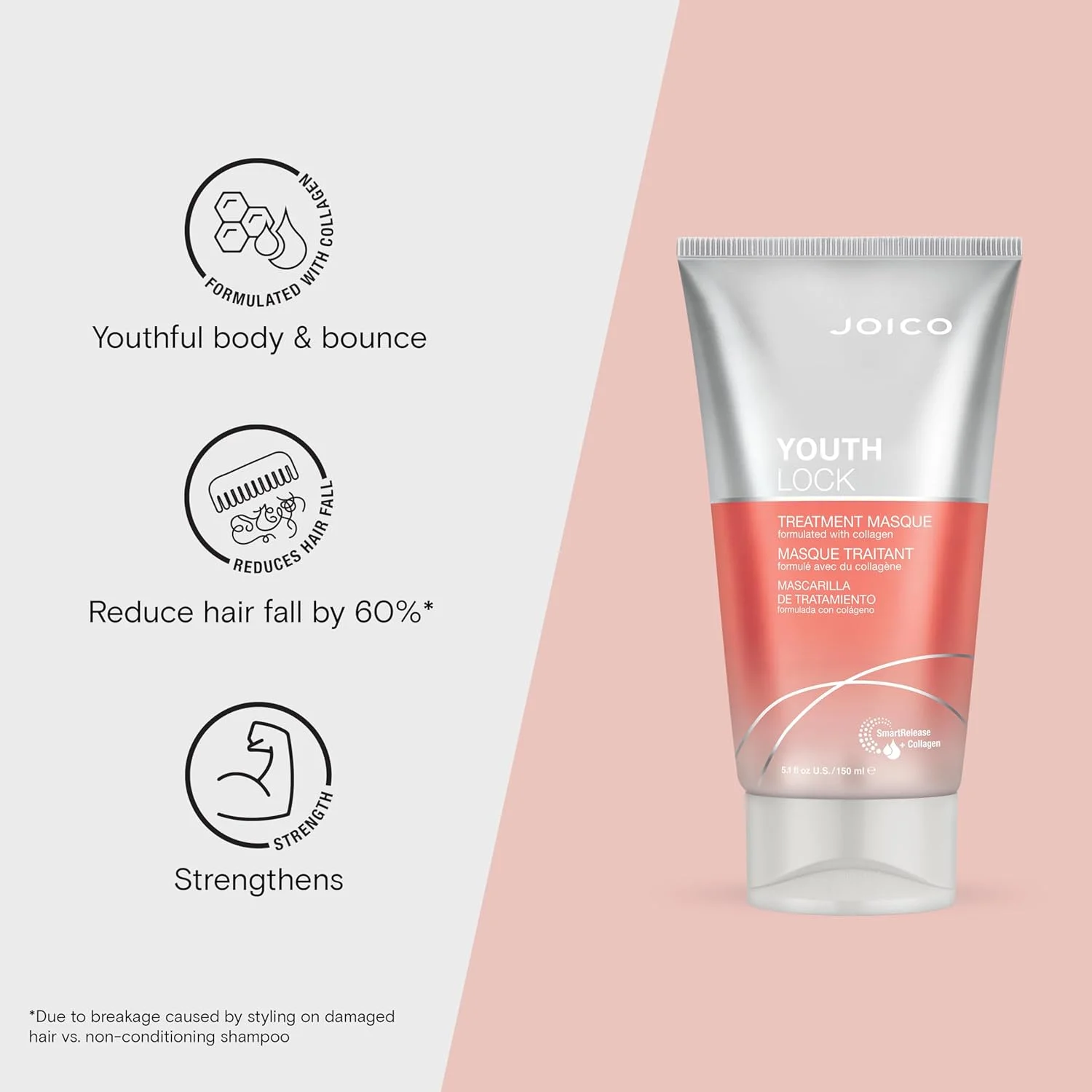 ماسک درمانی YouthLock فرموله شده با کلاژن | تغذیه و نرم کننده | تقویت و محافظت کننده | کاهش شکستگی و وز | نرم کننده و باز کننده گره | افزایش درخشش | بدون سولفات | حاوی آرژنین | 150 میلی لیتر ماسک درمانی YouthLock فرموله شده با کلاژن | تغذیه و نرم کننده | تقویت و محافظت کننده | کاهش شکستگی و وز | نرم کننده و باز کننده گره | افزایش درخشش | بدون سولفات | حاوی آرژنین | 150 میلی لیتر