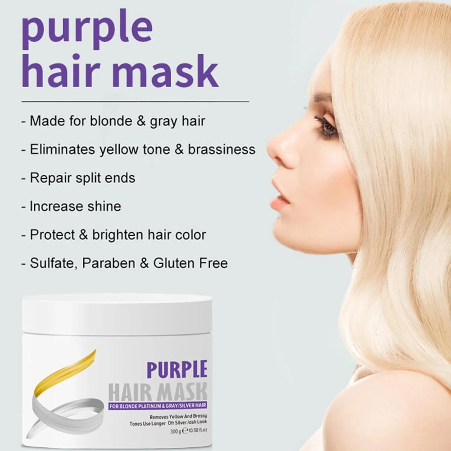 ماسک مو نقره ای Xiquzal، ضد زردی، 300 میلی لیتر ماسک مراقبت از مو بنفش برای موهای دکلره و روشن شده، بلوند، دکلره شده، پلاتینه، خاکستری و سفید، مرطوب کننده، کاهش زردی و نرم کننده موهای خشک (02) ماسک مو نقره ای Xiquzal، ضد زردی، 300 میلی لیتر ماسک مراقبت از مو بنفش برای موهای دکلره و روشن شده، بلوند، دکلره شده، پلاتینه، خاکستری و سفید، مرطوب کننده، کاهش زردی و نرم کننده موهای خشک (02)