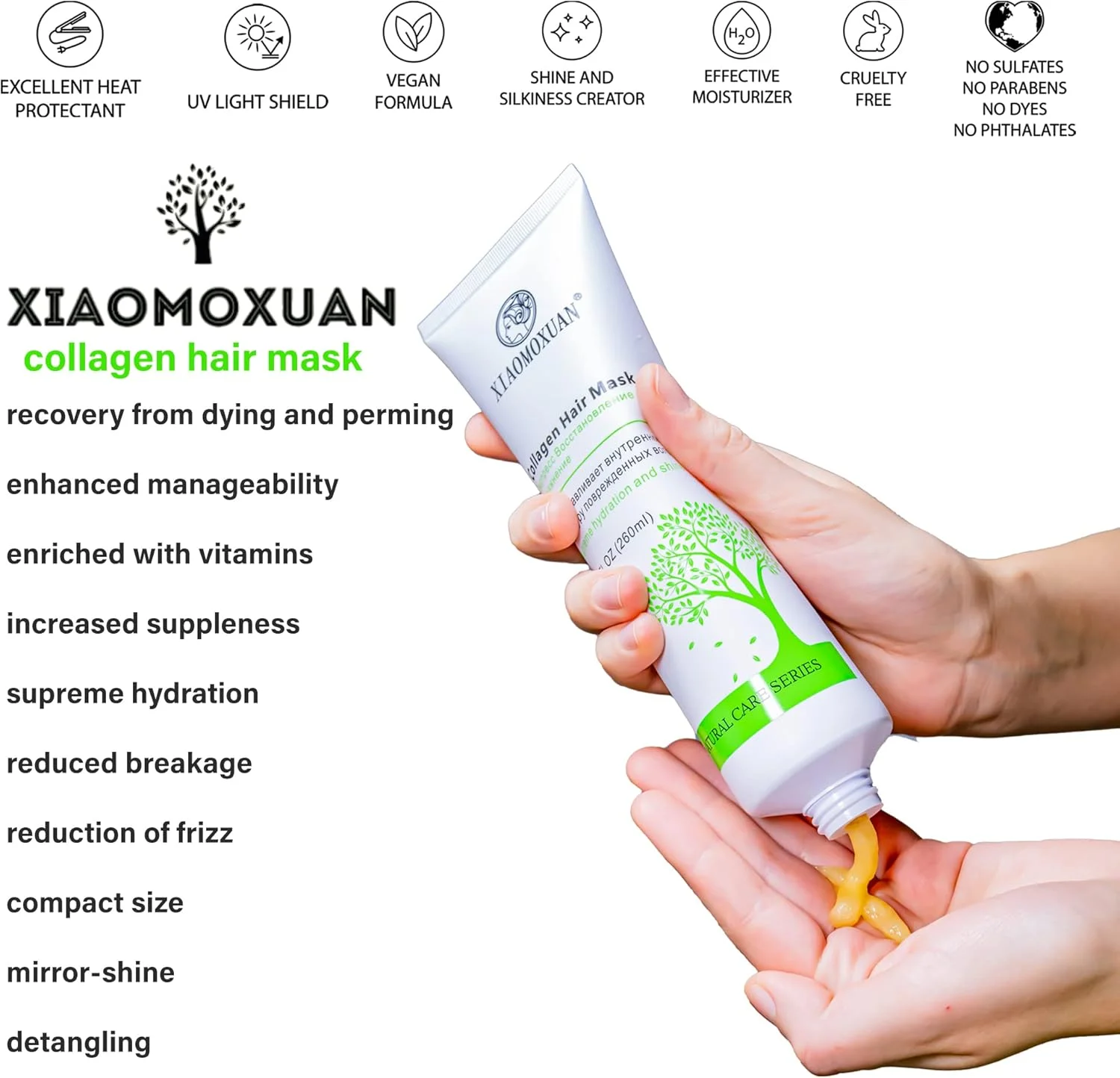 ماسک کلاژن ارگانیک Xiaomoxuan - مرطوب کننده و نرم کننده عمقی طبیعی برای موهای خشک و آسیب دیده - درمان براق کننده گیاهی و ماسک ترمیم موخوره ماسک کلاژن ارگانیک Xiaomoxuan - مرطوب کننده و نرم کننده عمقی طبیعی برای موهای خشک و آسیب دیده - درمان براق کننده گیاهی و ماسک ترمیم موخوره