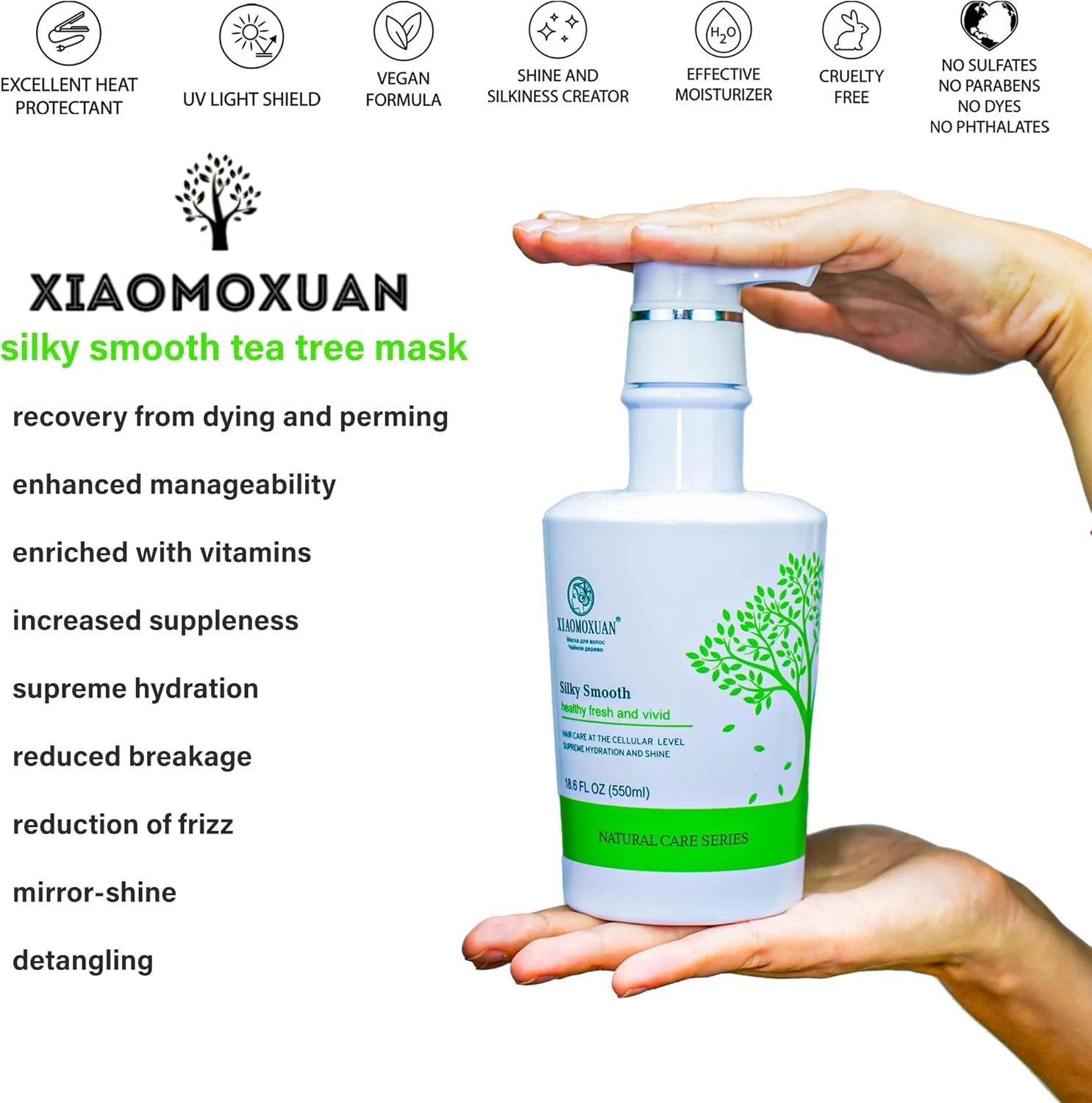 ماسک مو مرطوب کننده Xiaomoxuan ابریشمی و صاف - روغن درخت چای طبیعی مغذی مو و پوست سر - آبرسانی عمیق برای ترمیم موهای خشک، شکننده و موخوره - ماسک مو ویتامینه درمان وز مو ماسک مو مرطوب کننده Xiaomoxuan ابریشمی و صاف - روغن درخت چای طبیعی مغذی مو و پوست سر - آبرسانی عمیق برای ترمیم موهای خشک، شکننده و موخوره - ماسک مو ویتامینه درمان وز مو