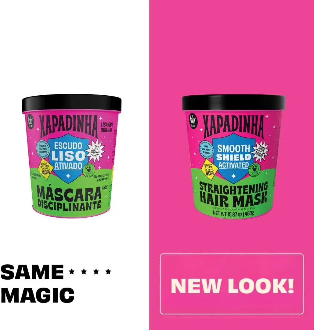 ماسک صاف کننده مو Xapadinha، ۴۵۰ گرم | کنترل وز و هم ترازی فیبر با کمپلکس فعال | مناسب موهای صاف یا تحت درمان شیمیایی