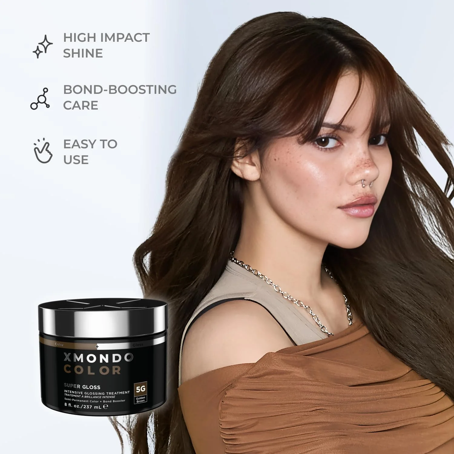 رنگ موی نیمه دائمی XMONDO Color 5G قهوه ای طلایی - حاوی تقویت کننده پیوند برای تغذیه و ترمیم مو، وگان، 236 میلی لیتر رنگ موی نیمه دائمی XMONDO Color 5G قهوه ای طلایی - حاوی تقویت کننده پیوند برای تغذیه و ترمیم مو، وگان، 236 میلی لیتر
