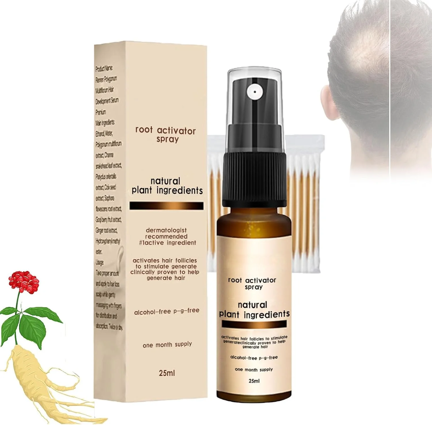 اسپری فعال کننده ریشه مو بلوسومز لاکچری، اسپری فعال کننده ریشه مو بلوسومز 25 میلی لیتر، اسپری ضد ریزش مو بلوسومز، سرم ضد ریزش مو و رشد مو برای آقایان (1 عدد)