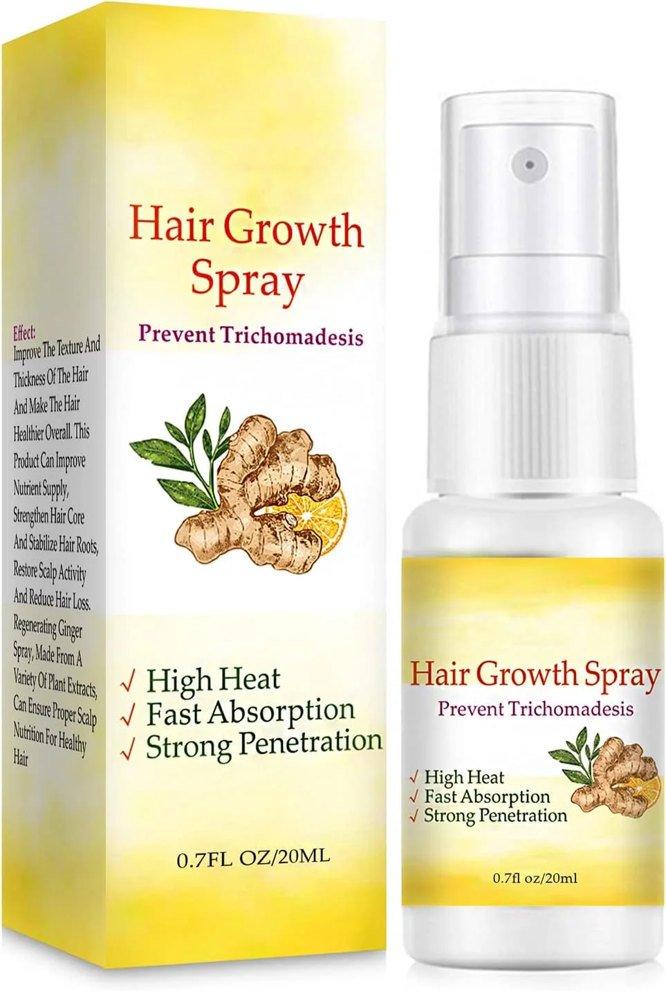 اسپری رشد مو BEBALETY 20ML، درمان جلوگیری از ریزش مو، اسپری رشد مو با عصاره زنجبیل