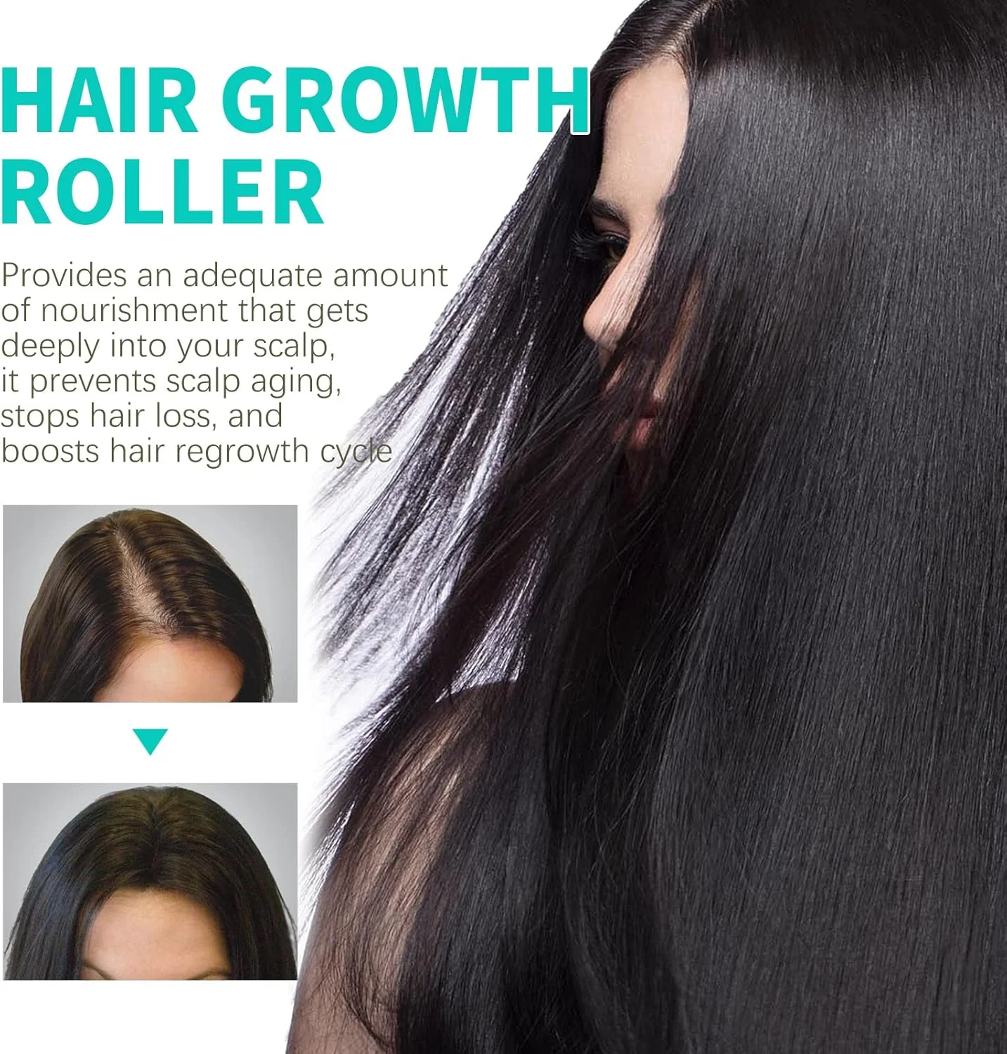 غلتک تقویت کننده رشد مو BOLHGF، 3 عدد، رولی، مناسب برای بزرگسالان زن و مرد