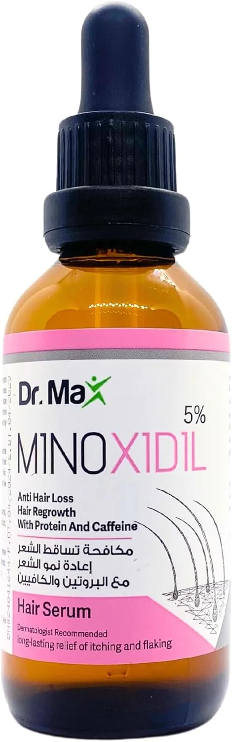 سرم ضد ریزش مو دکتر مکس ماینوکسیدیل 5%، رشد مجدد مو با پروتئین و کافئین، تسکین طولانی مدت خارش و پوسته پوسته شدن