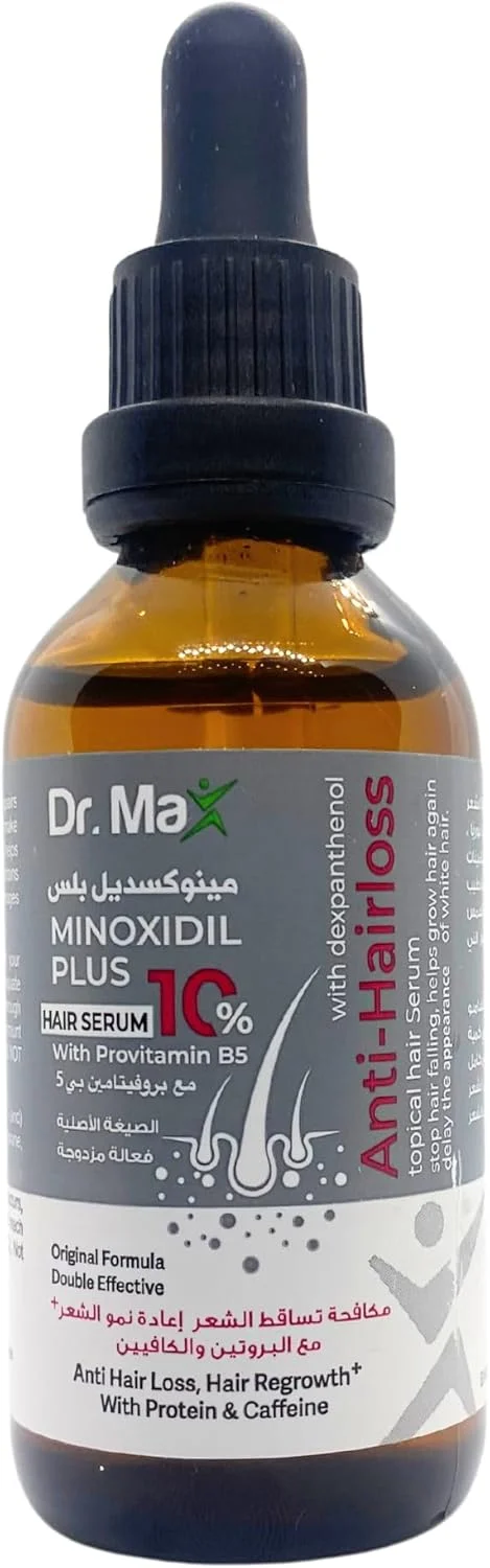 سرم مو دکتر مکس ماینوکسیدیل پلاس 10% حاوی پروویتامین B5 (دکسپانتنول) ضد ریزش مو، رویش مجدد مو حاوی پروتئین و کافئین