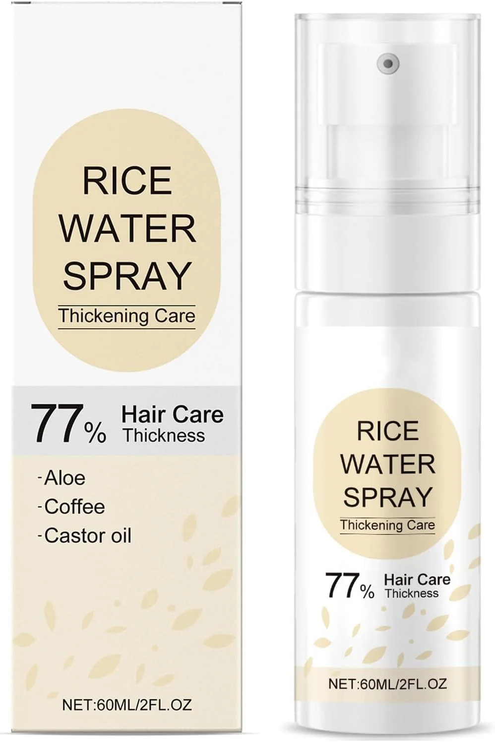 اسپری آب برنج مو LBOYLOVE® برای زنان و مردان، آب برنج تخمیر شده با بیوتین و روغن کرچک برای ضخیم شدن روزانه مو و تغذیه پوست سر، هدف قرار دادن ریزش مو و ترمیم آسیب، 60 میلی لیتر