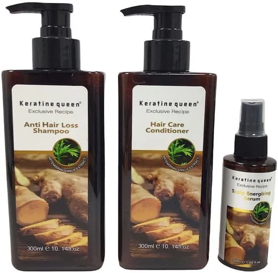 مجموعه درمان ضد ریزش مو کراتین کویین، شامپو، نرم کننده، سرم انرژی زا، مراقبت حرفه ای مو، بطری 300 میلی لیتری
