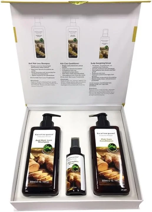 مجموعه درمان ضد ریزش مو کراتین کویین، شامپو، نرم کننده، سرم انرژی زا، مراقبت حرفه ای مو، بطری 300 میلی لیتری