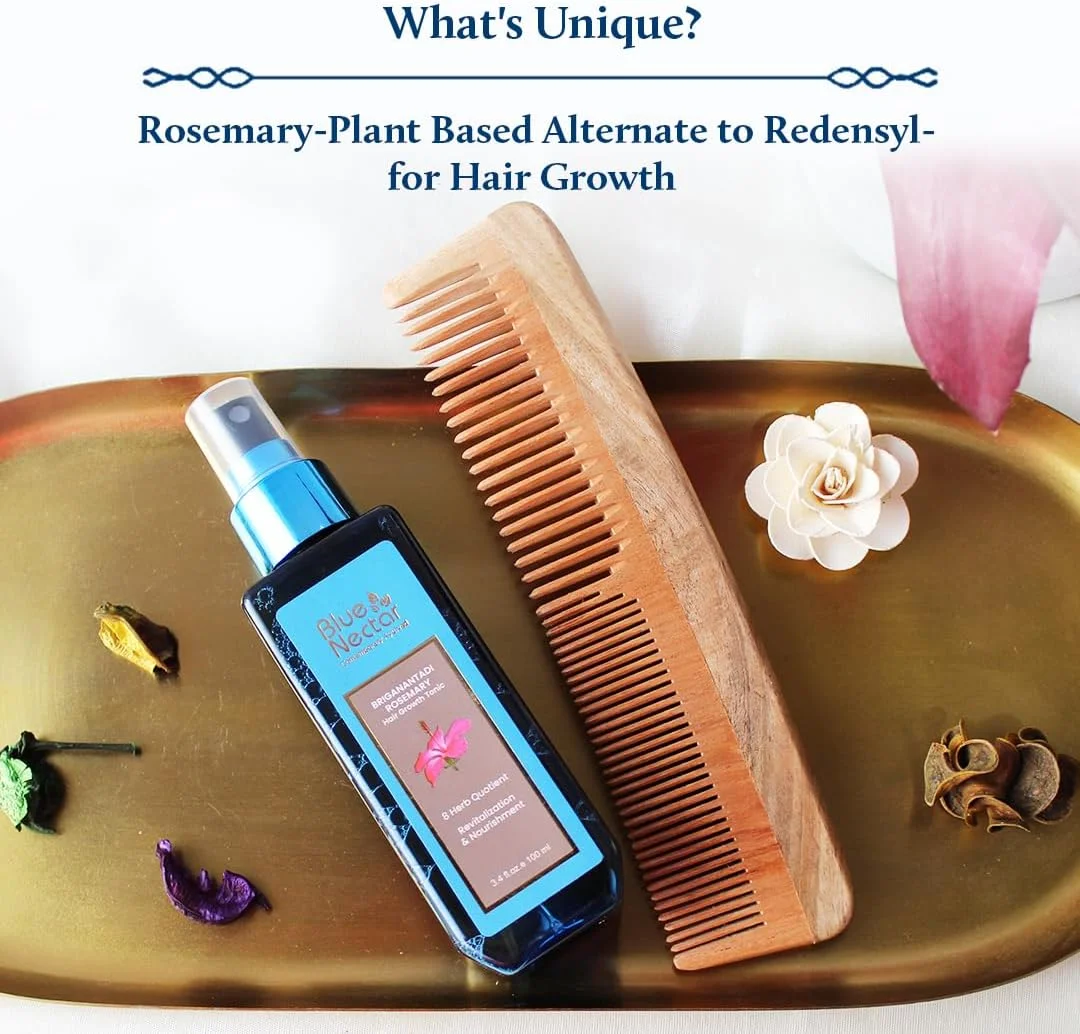 سرم رشد مو رزماری گیاهی پیشرفته بلو نکتار، جایگزین طبیعی برای Redensyl برای رشد مو | سرم موی آیورودا برای زنان و مردان برای مو و پوست سر سالم (8 گیاه، 100 میلی لیتر)