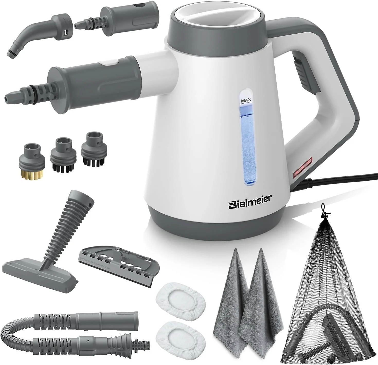 بخارشوی دستی تحت فشار Bielmeier - شروع سریع 15 ثانیه ای، چند منظوره برای خانه، آشپزخانه، حمام، 8 لوازم جانبی، بدون مواد شیمیایی، راه حل تمیز کننده ایمن و کارآمد، سفید بخارشوی دستی تحت فشار Bielmeier - شروع سریع 15 ثانیه ای، چند منظوره برای خانه، آشپزخانه، حمام، 8 لوازم جانبی، بدون مواد شیمیایی، راه حل تمیز کننده ایمن و کارآمد، سفید