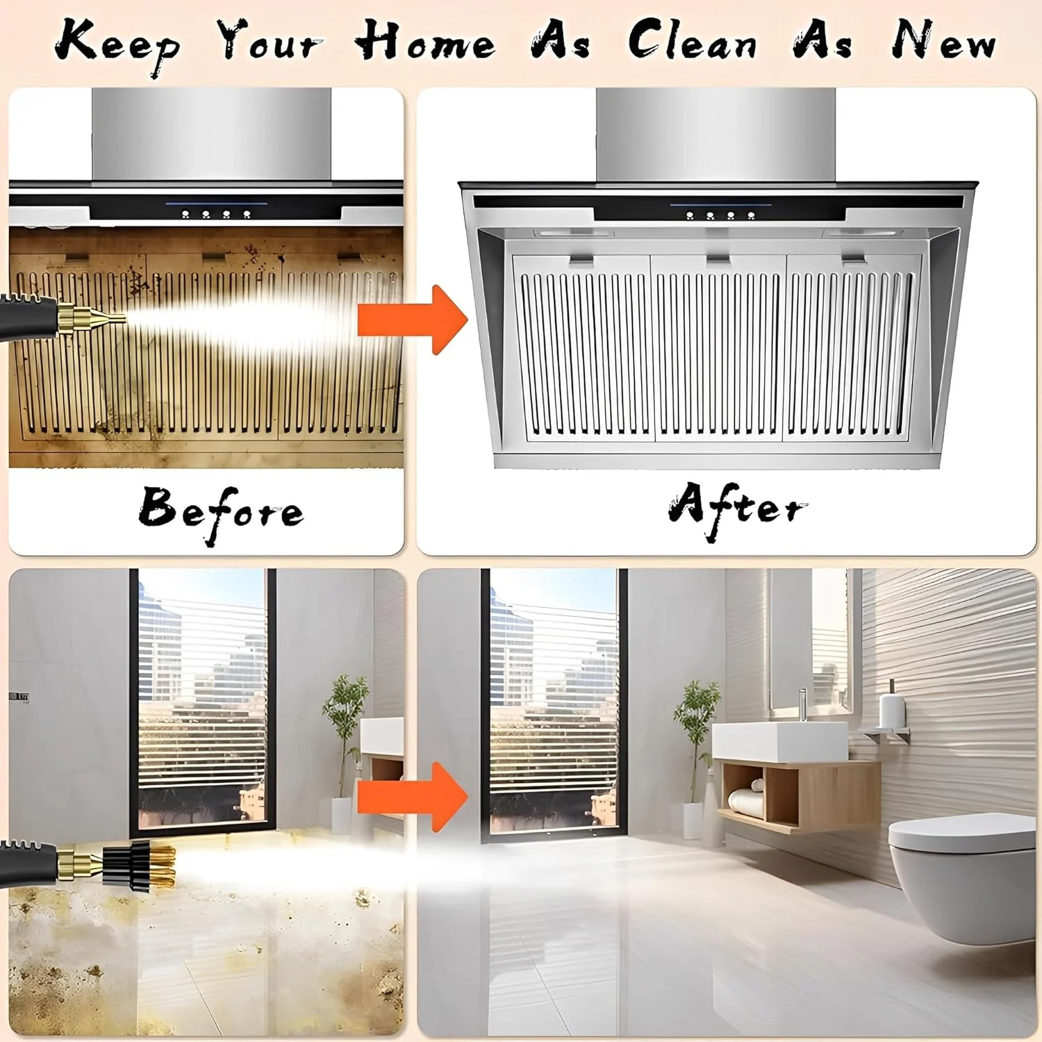 بخارشوی Beauenty، بخارشوی دستی 3800 واتی با فشار و دمای بالا به همراه 3 سری برس، بخارشوی قابل حمل با 6 حالت قابل تنظیم برای آشپزخانه، حمام، فرش، خودرو، مبلمان و کاشی بخارشوی Beauenty، بخارشوی دستی 3800 واتی با فشار و دمای بالا به همراه 3 سری برس، بخارشوی قابل حمل با 6 حالت قابل تنظیم برای آشپزخانه، حمام، فرش، خودرو، مبلمان و کاشی