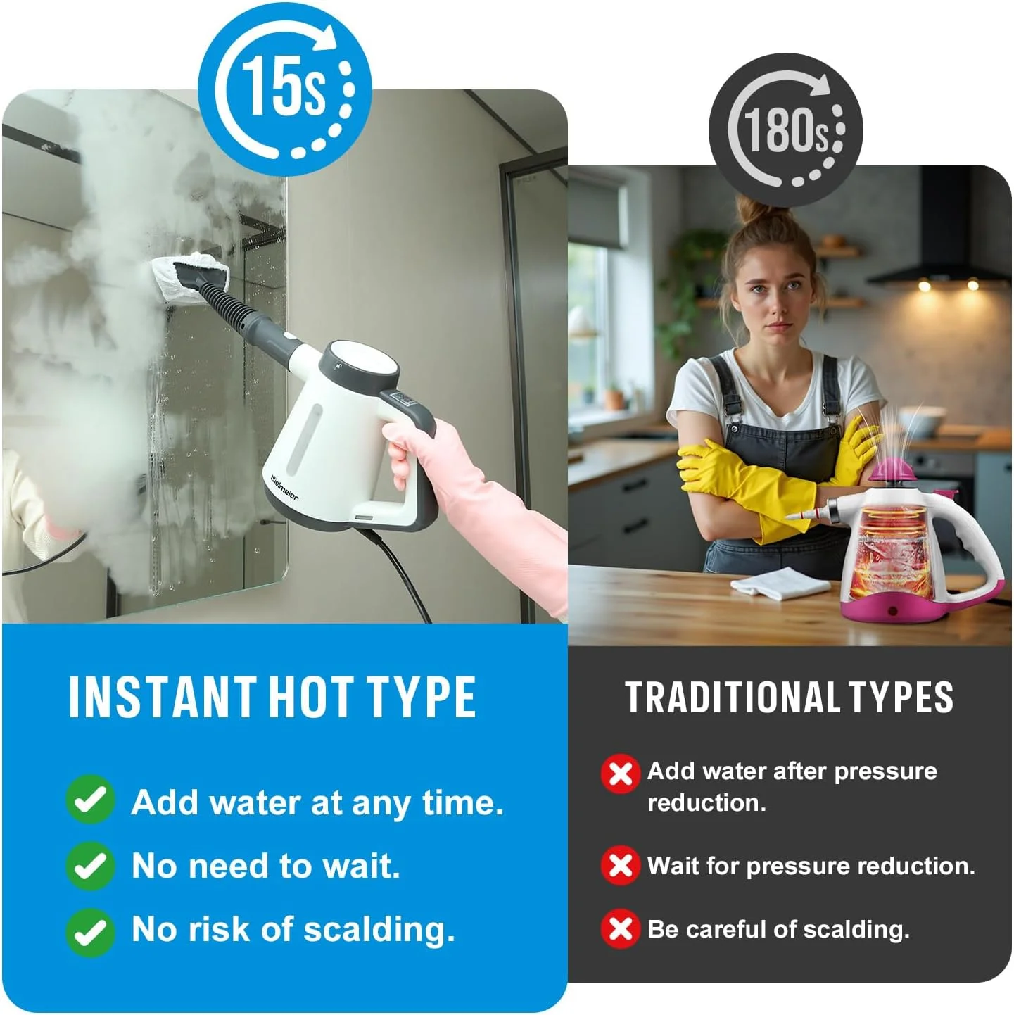 بخارشوی دستی تحت فشار Bielmeier - شروع سریع 15 ثانیه ای، چند منظوره برای خانه، آشپزخانه، حمام، 8 لوازم جانبی، بدون مواد شیمیایی، راه حل تمیز کننده ایمن و کارآمد، سفید بخارشوی دستی تحت فشار Bielmeier - شروع سریع 15 ثانیه ای، چند منظوره برای خانه، آشپزخانه، حمام، 8 لوازم جانبی، بدون مواد شیمیایی، راه حل تمیز کننده ایمن و کارآمد، سفید