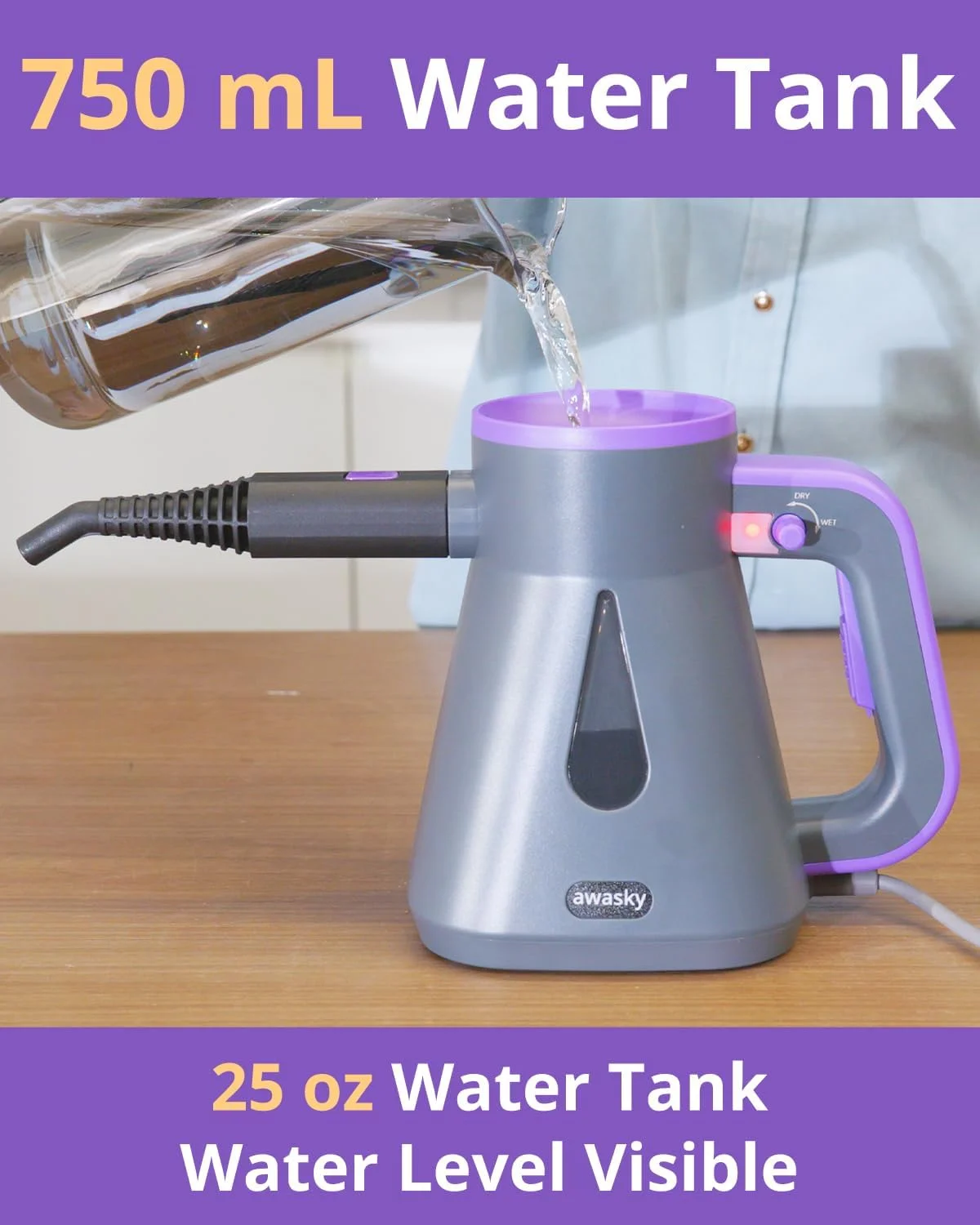 بخارشوی دستی آوااسکای: 1200 وات، گرم شدن سریع در 10 ثانیه - مخزن 750 میلی لیتری - بدون نیاز به خنک شدن - امکان پر کردن مجدد در هر زمان - ماشه بخار قفل شونده - کیت 14 تکه بخارشوی دستی برای تمیز کردن خانه، ماشین، دوغاب و کاشی، خاکستری