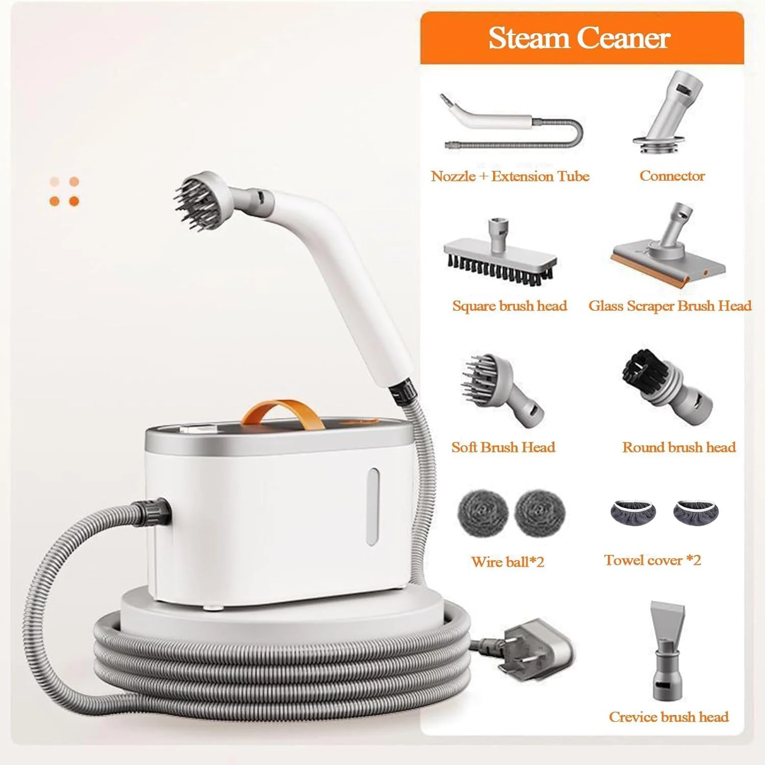 بخارشوی دستی آمیناک 1200 وات، ظرفیت بزرگ 750 میلی لیتری، گرمایش سریع و بخارشوی فشار قوی برای خانه، دارای 11 لوازم جانبی، تمیز کردن و ضد عفونی چند سطحی