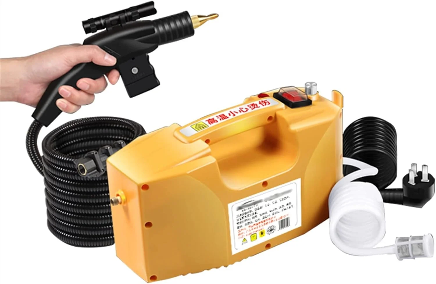 دستگاه بخارشوی دستی AJWYSOI مدل 3000W، دستگاه بخارشوی فشار قوی، استریل کننده و ضدعفونی کننده، ژنراتور بخار، شوینده خانگی برای استفاده در منزل، تمیز کردن درز کاشی و سرامیک، و دیتیلینگ خودرو (سفید)