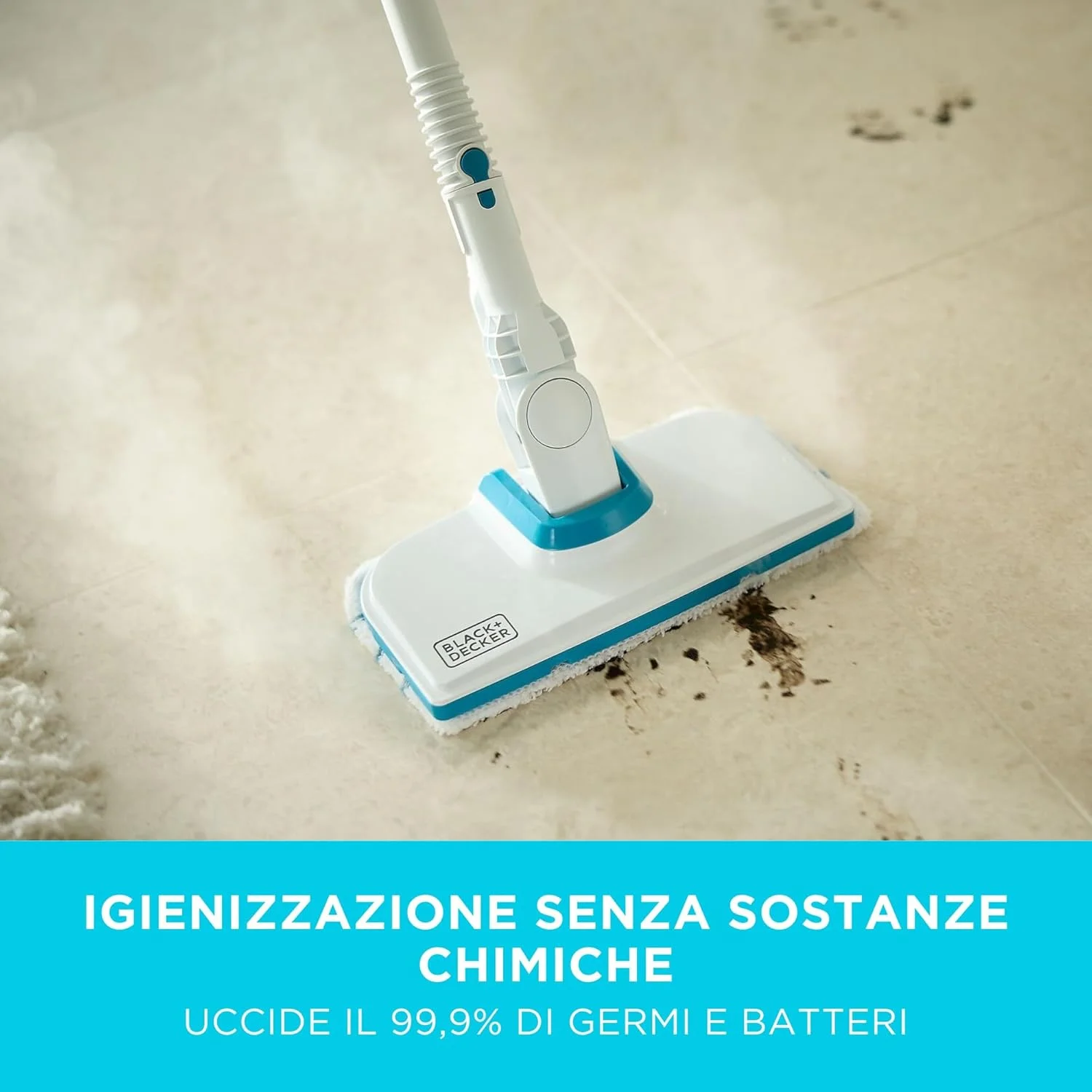 بخارشوی تحت فشار بلک اند دکر، 2000 وات، فشار 4 بار، مخزن 1.2 لیتری، سر چرخان 180 درجه، از بین برنده 99.9% میکروب ها، 8 لوازم جانبی، برای تمام سطوح پوشیده شده، سازگار با محیط زیست، سفید/آبی - BHSMP2008-GB