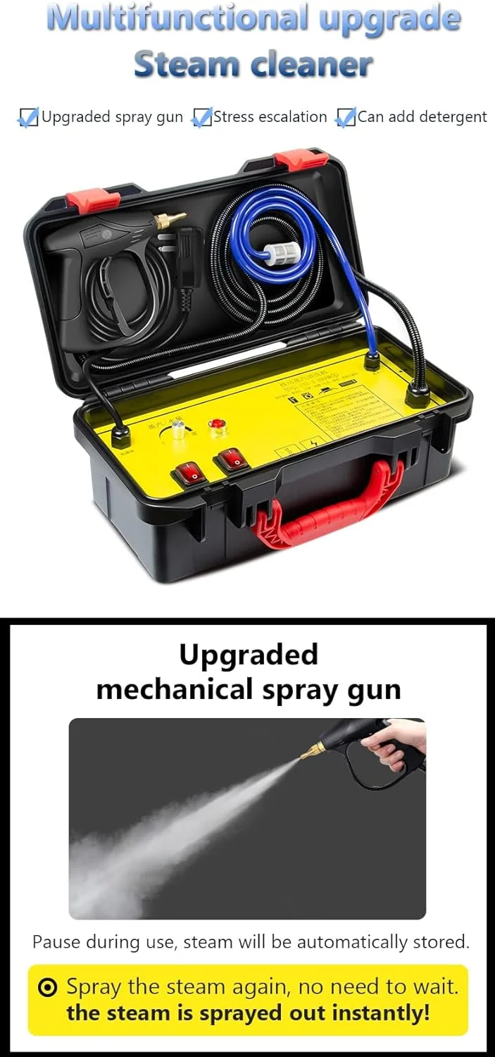 بخارشوی دستی AJWYSOI 3000W، دستگاه تمیز کننده برقی بخار با فشار 4.5 بار، دمای بالا و فشار قوی، مناسب برای تمیز کردن کولر گازی، هود، خودرو، کاشی و سرامیک و جزئیات خودرو برای مصارف خانگی