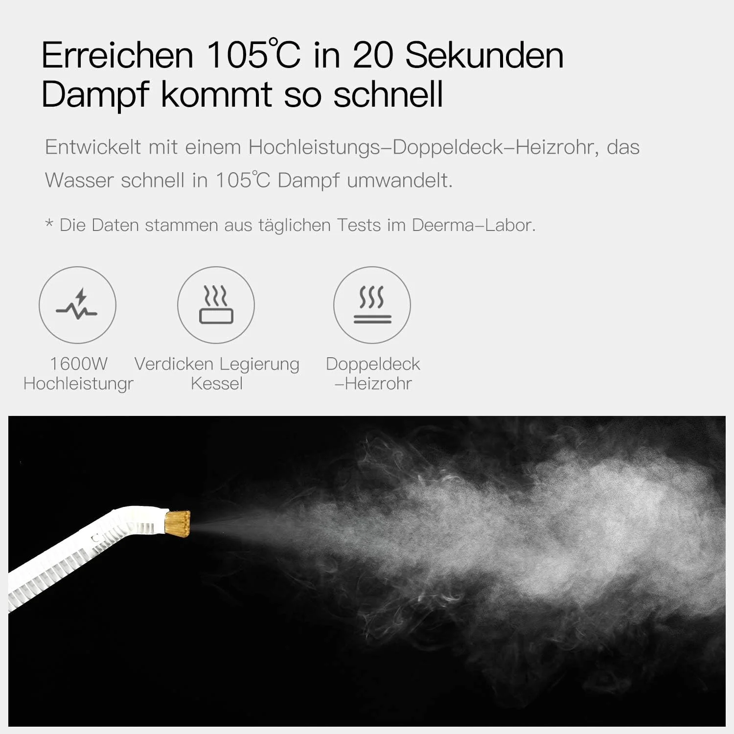 بخارشوی سیمی Deerma، بخارشوی چند منظوره با بخارشوی دستی جداشدنی برای تمیز کردن کاشی، فرش، کف سخت، آشپزخانه، پنجره ها، مبلمان و لباس، بخارشوی کل خانه، سفید…، 1 بخارشوی سیمی Deerma، بخارشوی چند منظوره با بخارشوی دستی جداشدنی برای تمیز کردن کاشی، فرش، کف سخت، آشپزخانه، پنجره ها، مبلمان و لباس، بخارشوی کل خانه، سفید…، 1