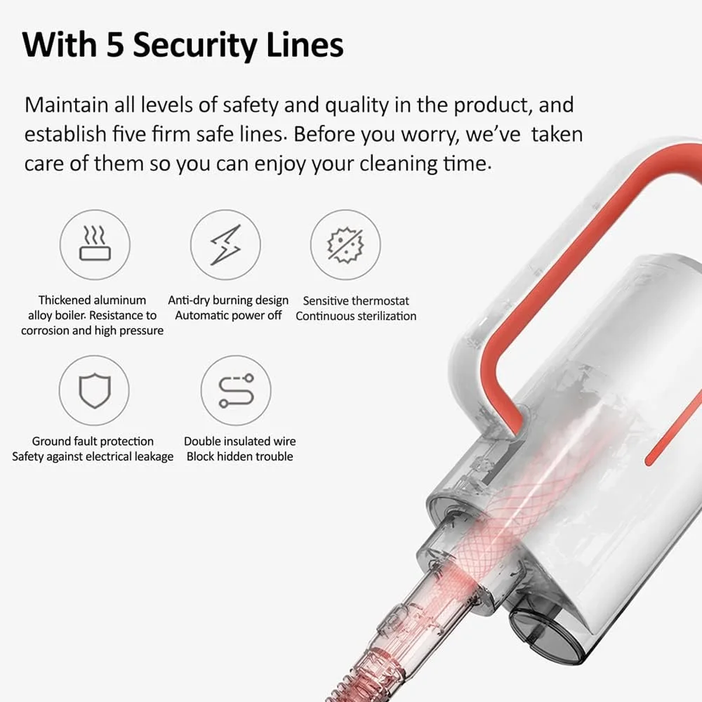 بخارشوی چند منظوره Deerma ZQ610 با 5 سری برس 1600 وات | شیشه پاک کن بخار سبک | تمیز کردن شیشه | اتو بخار | پد اسکراب | تمیز کردن آشپزخانه | استریلیزاسیون 99.99% - سفید بخارشوی چند منظوره Deerma ZQ610 با 5 سری برس 1600 وات | شیشه پاک کن بخار سبک | تمیز کردن شیشه | اتو بخار | پد اسکراب | تمیز کردن آشپزخانه | استریلیزاسیون 99.99% - سفید