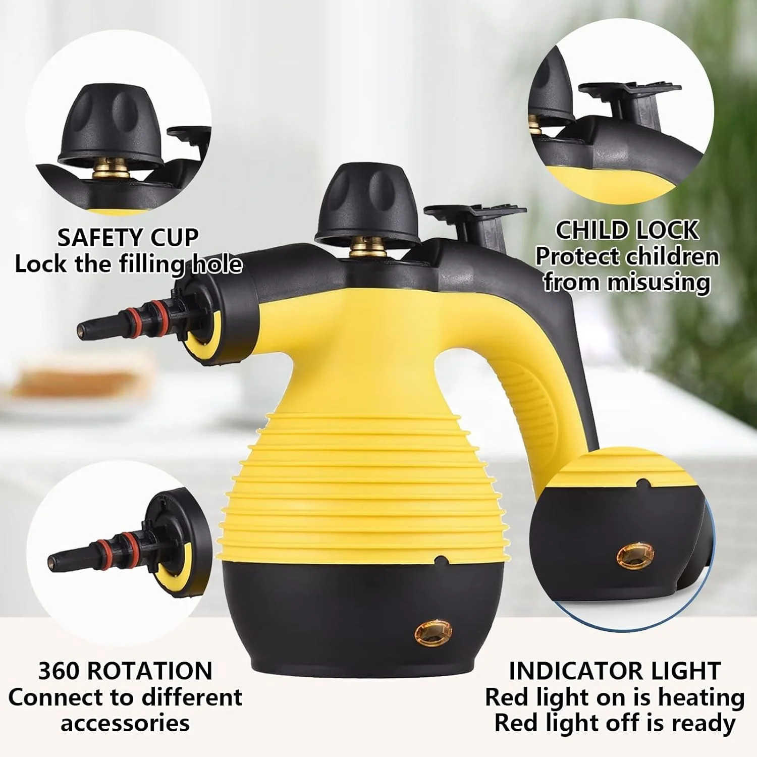 بخارشوی دستی 1500 واتی Defsedar، بخارشوی چند منظوره قابل حمل برای مصارف خانگی با قفل ایمنی و کیت لوازم جانبی 9 تکه برای از بین بردن جرم و کثیفی، 110V-240V بخارشوی دستی 1500 واتی Defsedar، بخارشوی چند منظوره قابل حمل برای مصارف خانگی با قفل ایمنی و کیت لوازم جانبی 9 تکه برای از بین بردن جرم و کثیفی، 110V-240V