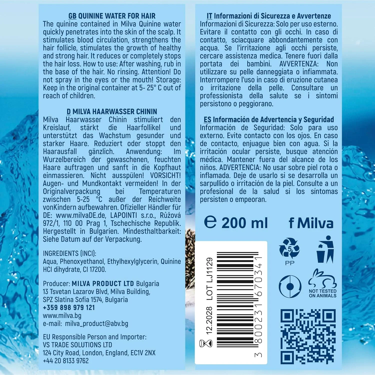 اسپری ضخیم کننده مو میلوا با عصاره کینین | درمان ریزش مو برای زنان و مردان | تونیک محرک آب مو بدون نیاز به آبکشی | اسپری رشد مو | تغذیه کننده پوست سر، تحریک رشد مجدد مو | 200 میلی لیتر