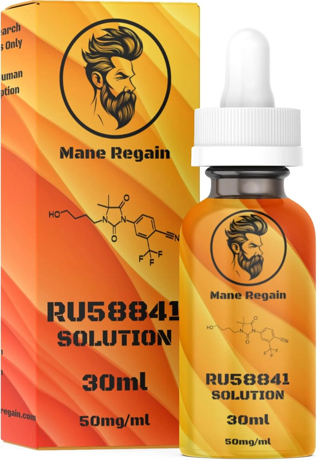 محلول موضعی Mane Regain - RU58841 با غلظت 5% (50mg/ml) - مسدود کننده DHT - درمان پیشرفته ریزش مو - تونیک موی ضد آندروژن - محرک رشد مجدد مو و جلوگیری از طاسی با الگوی مردانه - 30 میلی لیتر
