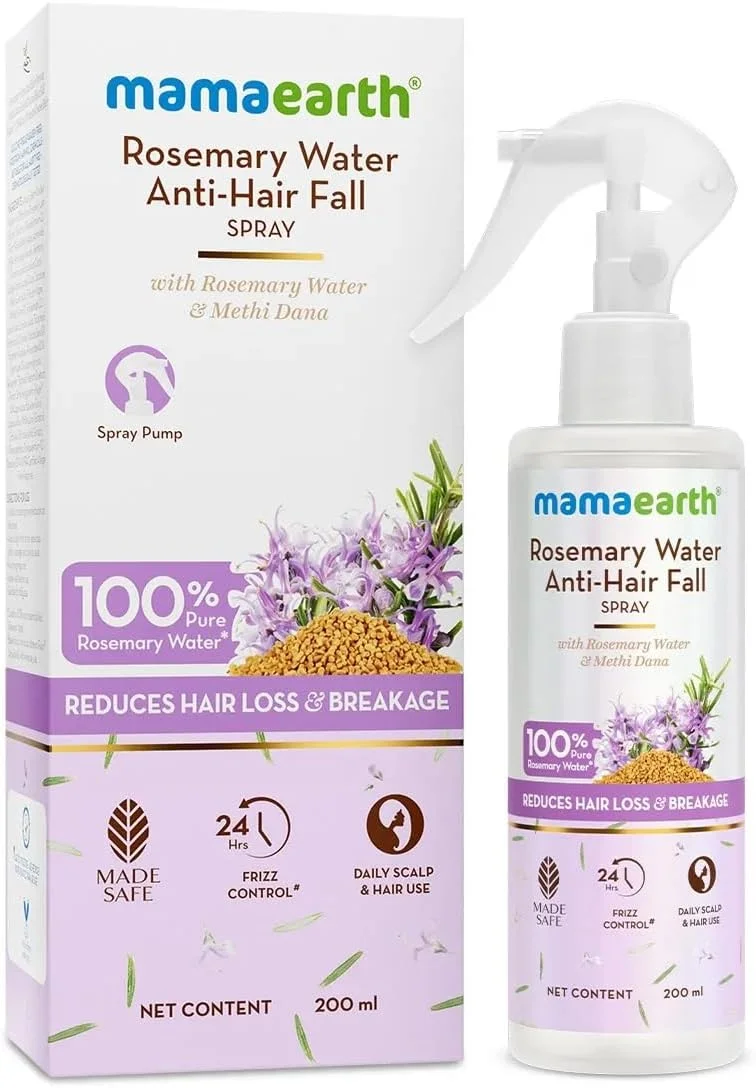 اسپری ضد ریزش مو رزماری ماما اِیرث با دانه شنبلیله | کاهش ریزش مو، تقویت ریشه و طراوت بخشیدن به پوست سر | حاوی بیوتین و عصاره های طبیعی | مناسب آقایان و بانوان | 200 میلی لیتر