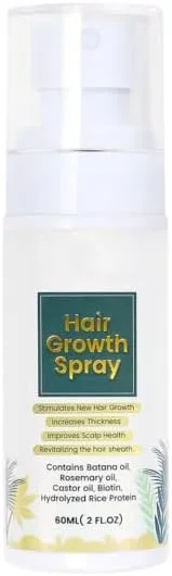 اسپری رشد مو نالاکال (60 میلی لیتر): فرمول طبیعی با روغن باتانا، کرچک، رزماری، آب برنج و بیوتین - درمان مراقبت از پوست سر برای موهای نازک، رشد مجدد و ضخیم شدن مو برای زنان و مردان