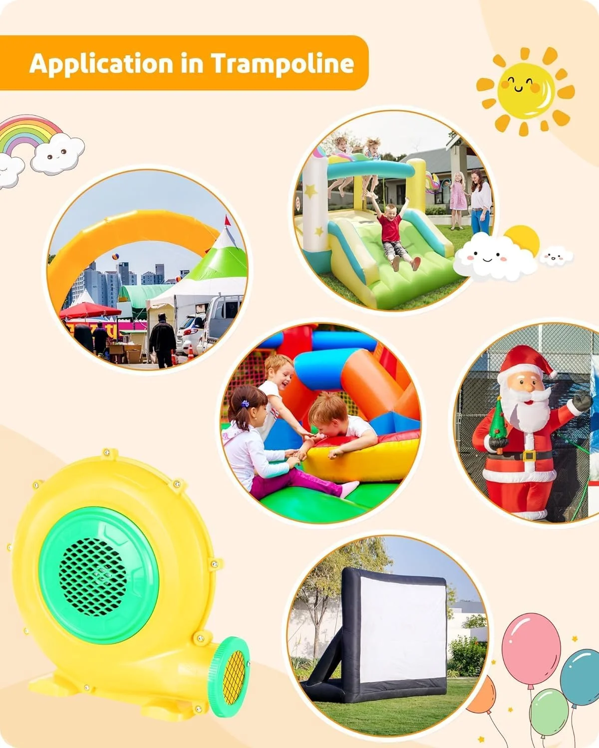 دمنده قلعه بادی Babyclub، 750 وات، مناسب برای قلعه های بادی و سرسره های بادی