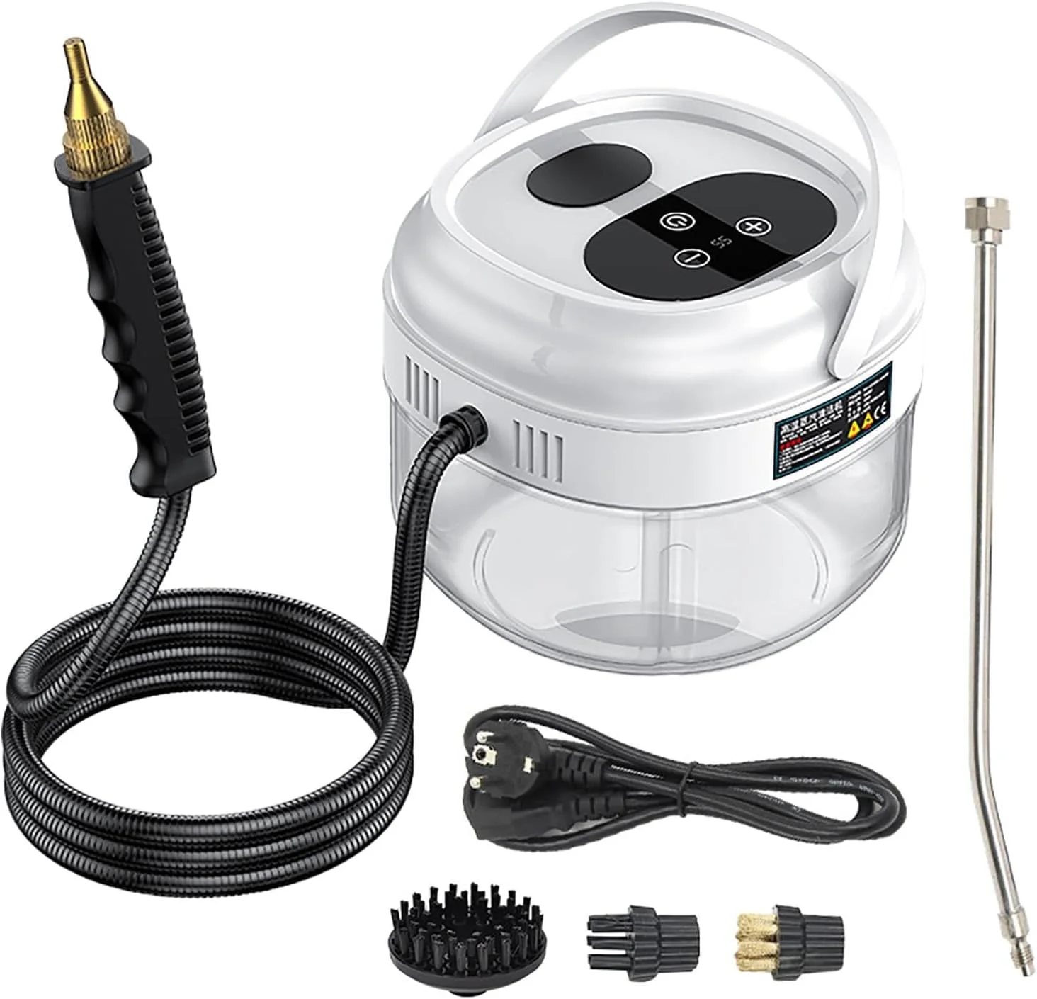 بخارشوی، بخارشوی با ظرفیت بزرگ 1500 میلی لیتری، دستگاه تمیز کننده بخار تحت فشار با دمای بالا با 3 سر برس و نازل آرنجی بلند، 6 سطح تنظیم، قطع خودکار