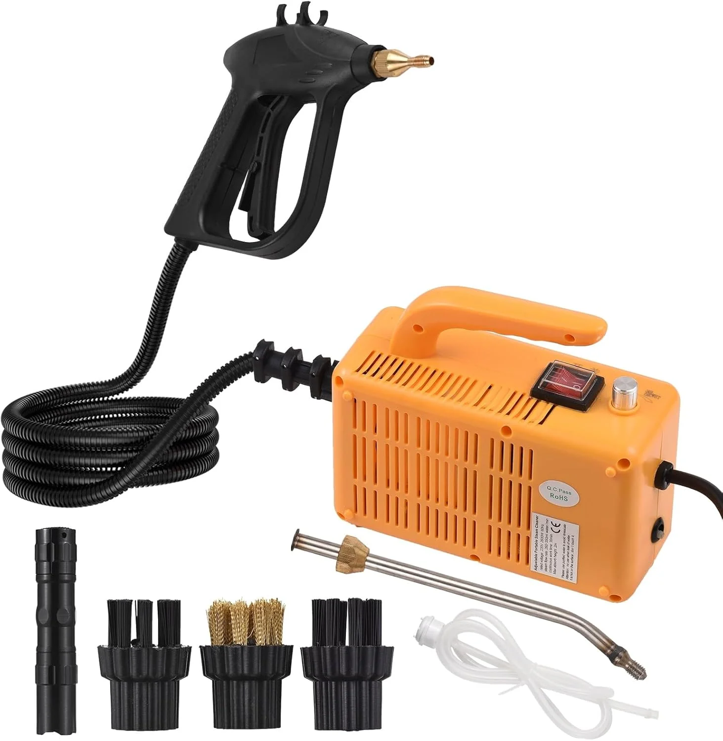 بخارشوی 2600 وات، دستگاه تمیز کننده بخار خودکار تحت فشار با دمای بالا، بخارشوی دستی با لولهExtension و 3 سر برس برای آشپزخانه، حمام، ماشین بخارشوی 2600 وات، دستگاه تمیز کننده بخار خودکار تحت فشار با دمای بالا، بخارشوی دستی با لولهExtension و 3 سر برس برای آشپزخانه، حمام، ماشین