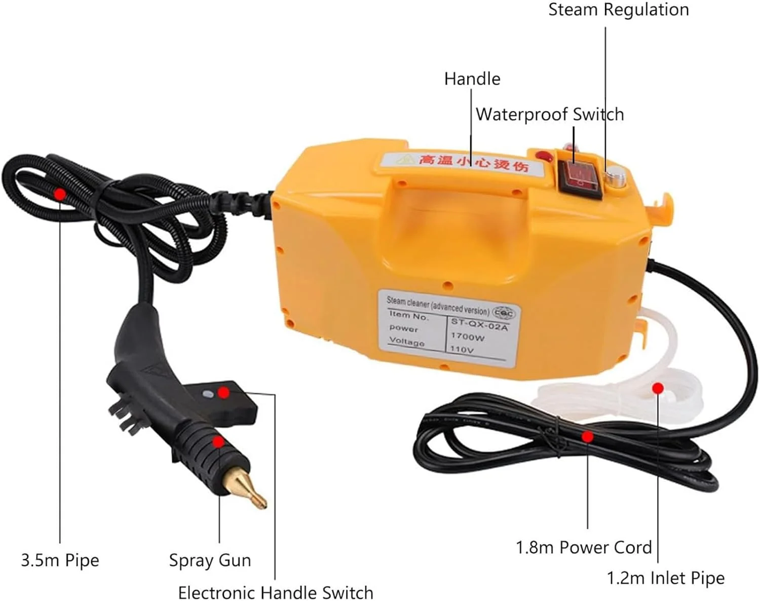 بخارشوی 2600 وات، بخارشوی پرفشار با بخار سریع با 5 سر برس و لوله افزایش طول، دستگاه تمیز کننده بخار با درجه حرارت بالا برای مبلمان خودرو، بخارشوی دستی بخارشوی 2600 وات، بخارشوی پرفشار با بخار سریع با 5 سر برس و لوله افزایش طول، دستگاه تمیز کننده بخار با درجه حرارت بالا برای مبلمان خودرو، بخارشوی دستی