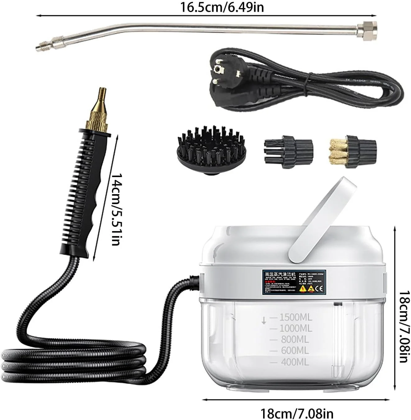 بخارشوی، بخارشوی با ظرفیت بزرگ 1500 میلی لیتری، دستگاه تمیز کننده بخار تحت فشار با دمای بالا با 3 سر برس و نازل آرنجی بلند، 6 سطح تنظیم، قطع خودکار بخارشوی، بخارشوی با ظرفیت بزرگ 1500 میلی لیتری، دستگاه تمیز کننده بخار تحت فشار با دمای بالا با 3 سر برس و نازل آرنجی بلند، 6 سطح تنظیم، قطع خودکار