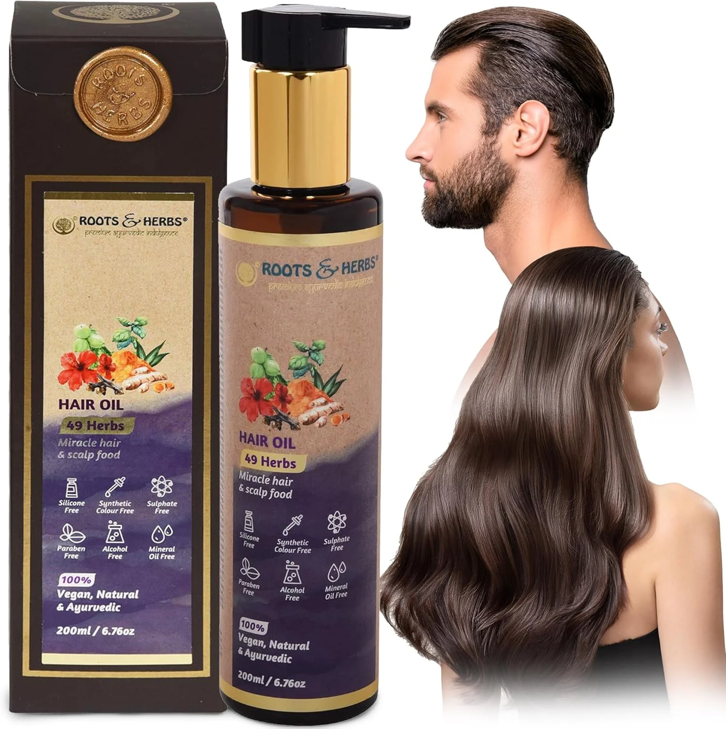 روغن موی گیاهی آیورودا روتس اند هربز، درمان طبیعی، وگان، بدون پارابن، حاوی 49 گیاه، غذای معجزه آسای مو، روغن مرطوب کننده، 200 میلی لیتر روغن موی گیاهی آیورودا روتس اند هربز، درمان طبیعی، وگان، بدون پارابن، حاوی 49 گیاه، غذای معجزه آسای مو، روغن مرطوب کننده، 200 میلی لیتر