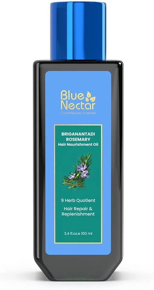 روغن رزماری بلو نکتار برای رشد مو به همراه روغن برینگراج برای مو، روغن پوست سر موی آیورودا 100% طبیعی با روغن آملا (9 گیاه، 100 میلی لیتر) روغن رزماری بلو نکتار برای رشد مو به همراه روغن برینگراج برای مو، روغن پوست سر موی آیورودا 100% طبیعی با روغن آملا (9 گیاه، 100 میلی لیتر)