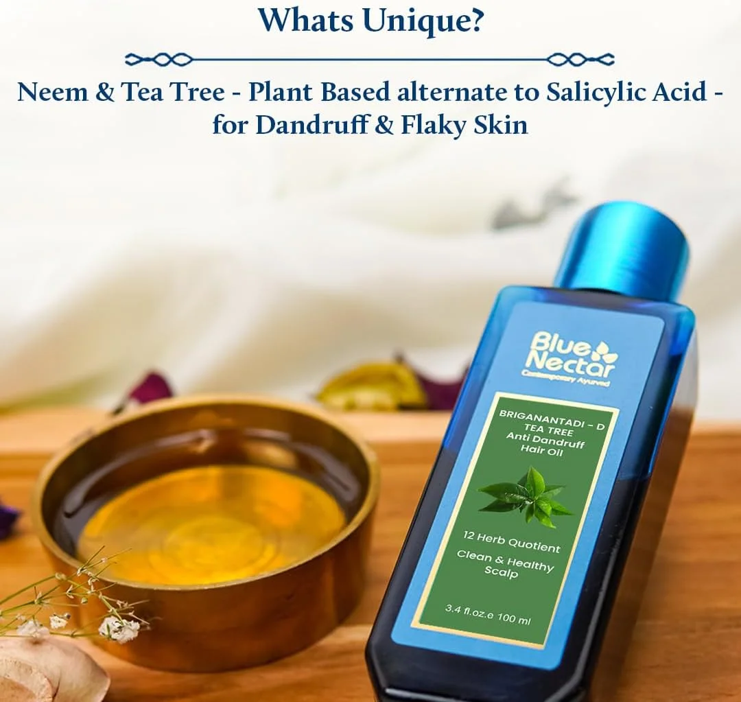 روغن مو ضد شوره سر بلو نکتار با عصاره چریش و درخت چای | روغن موی غیر چسبنده آیورودا برای پوست سر خشک و شوره سر | گیاهی برای آقایان و بانوان (12 گیاه، 100 میلی لیتر) روغن مو ضد شوره سر بلو نکتار با عصاره چریش و درخت چای | روغن موی غیر چسبنده آیورودا برای پوست سر خشک و شوره سر | گیاهی برای آقایان و بانوان (12 گیاه، 100 میلی لیتر)