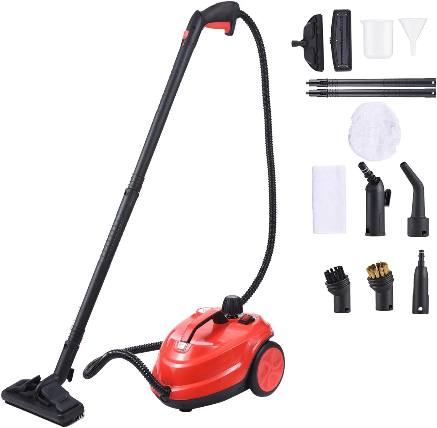 بخارشوی 2000 واتی Fawoonu با 16 لوازم جانبی، مخزن 1.8 لیتری، فشار 5 بار، بخارشوی چند منظوره با قابلیت تمیز کردن عمیق و چرخ دار برای پنجره ها، کف، و خودرو