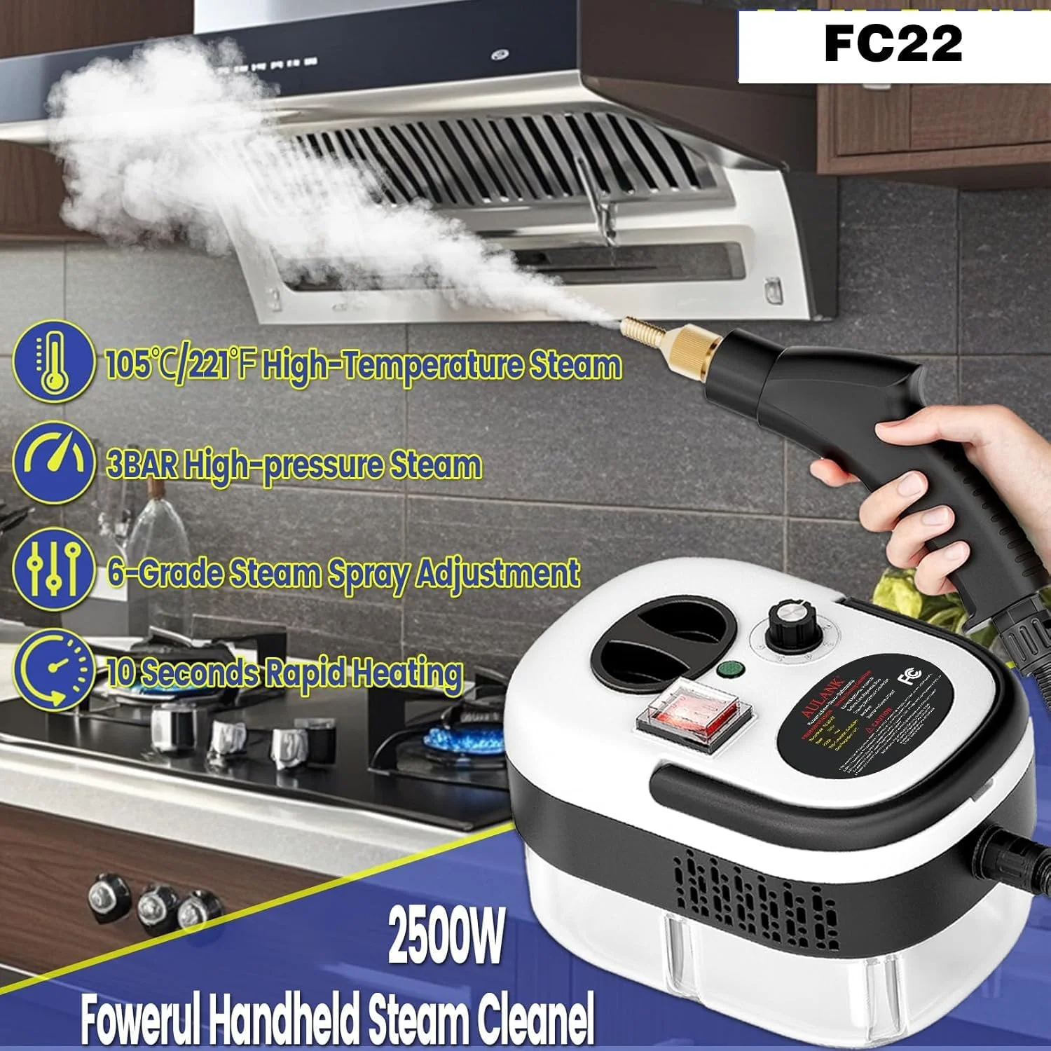 بخارشوی پرفشار دستی FC22، بخارشوی قابل حمل خودرو برای جزئیات خودرو، بخارشوی خانگی، دستگاه بخارشوی برای مبلمان، آشپزخانه، دوغاب، کف، کاشی (سفید) بخارشوی پرفشار دستی FC22، بخارشوی قابل حمل خودرو برای جزئیات خودرو، بخارشوی خانگی، دستگاه بخارشوی برای مبلمان، آشپزخانه، دوغاب، کف، کاشی (سفید)