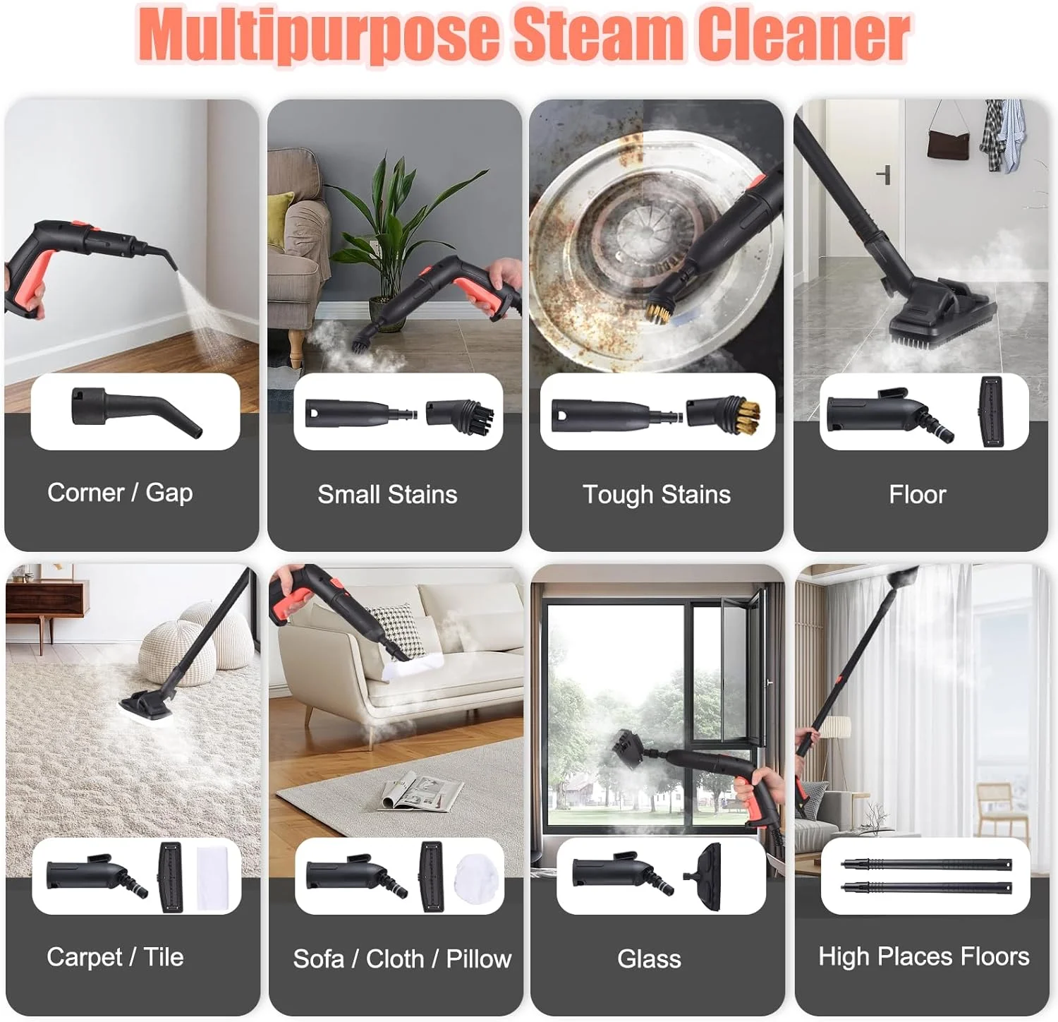 بخارشوی 2000 واتی Fawoonu با 16 لوازم جانبی، مخزن 1.8 لیتری، فشار 5 بار، بخارشوی چند منظوره با قابلیت تمیز کردن عمیق و چرخ دار برای پنجره ها، کف، و خودرو بخارشوی 2000 واتی Fawoonu با 16 لوازم جانبی، مخزن 1.8 لیتری، فشار 5 بار، بخارشوی چند منظوره با قابلیت تمیز کردن عمیق و چرخ دار برای پنجره ها، کف، و خودرو