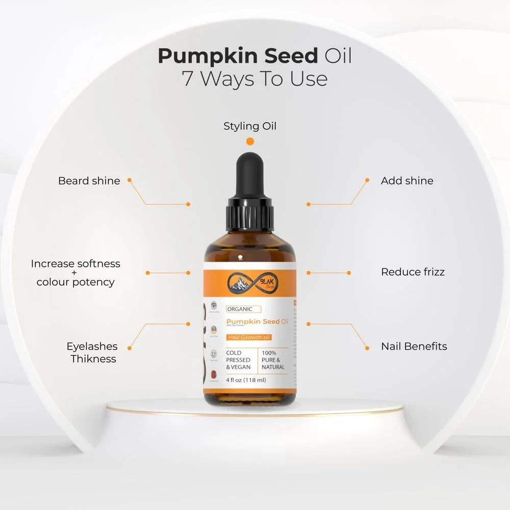 روغن دانه کدو تنبل ارگانیک بلک هربز - پرس سرد و وگان - روغن 100% خالص و طبیعی برای رشد مو، ناخن و مژه - 118 میلی لیتر روغن دانه کدو تنبل ارگانیک بلک هربز - پرس سرد و وگان - روغن 100% خالص و طبیعی برای رشد مو، ناخن و مژه - 118 میلی لیتر